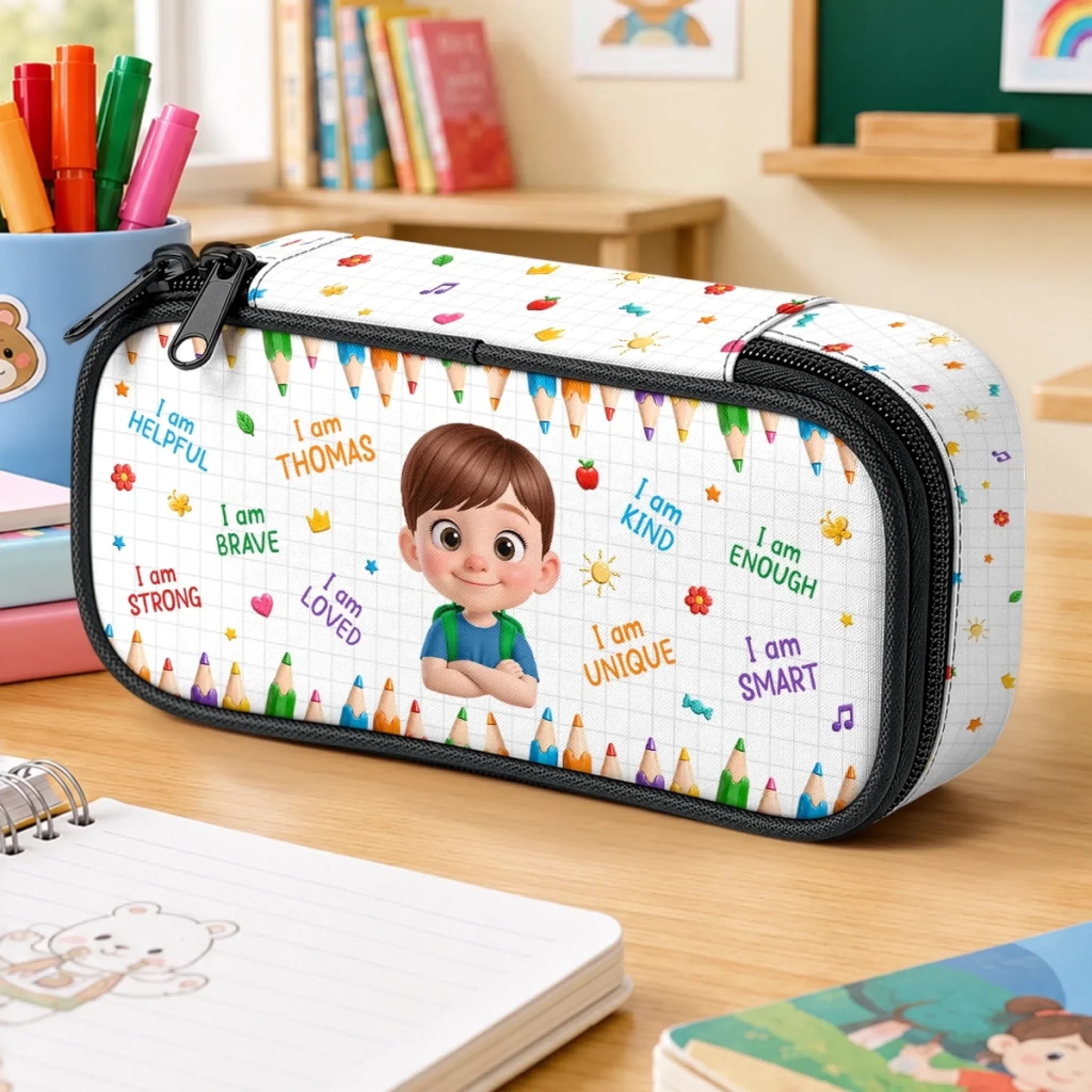 Custom Kids Pencil Canvas Case - Personalized Back To School Gifts For Kids - Big Dreams Ahead