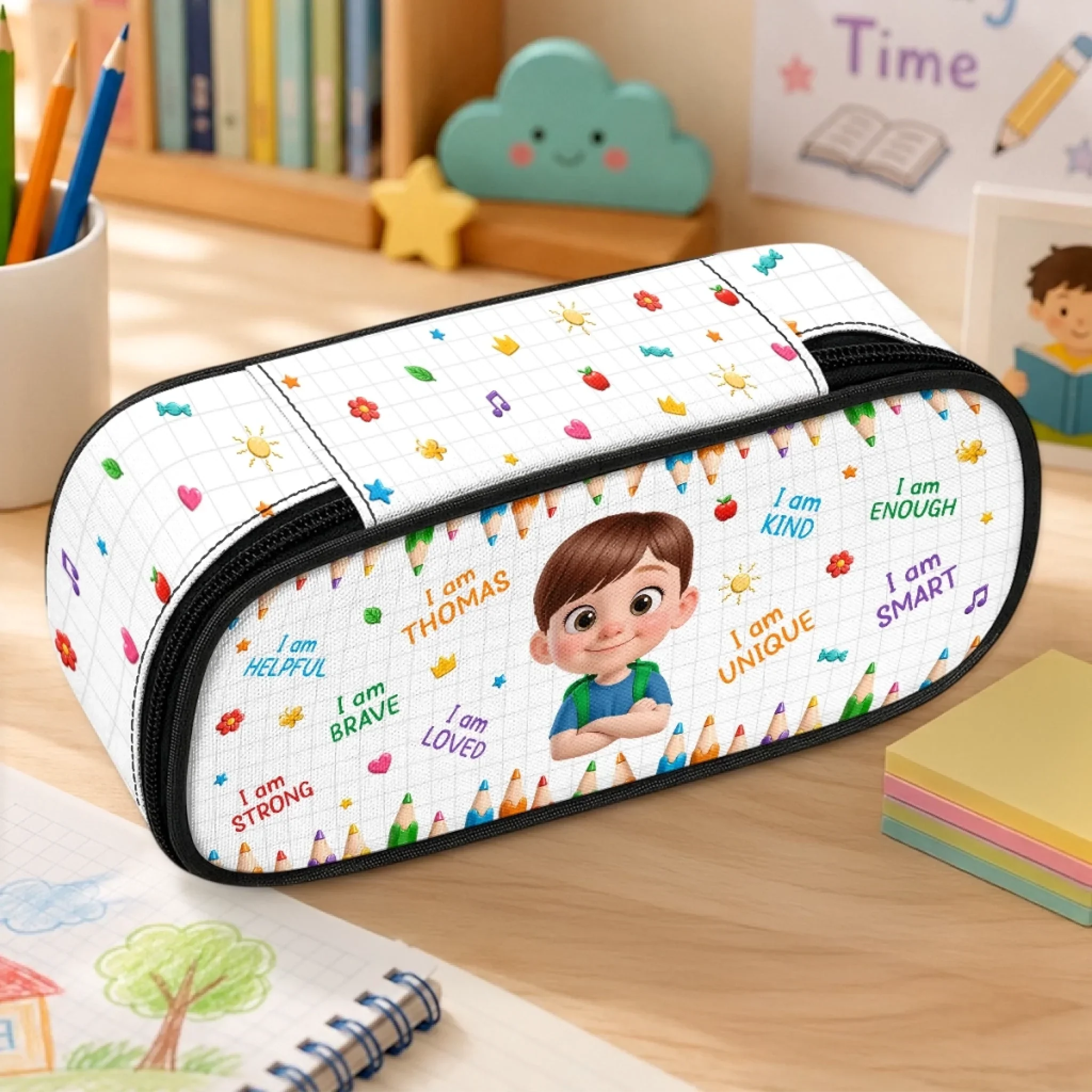 Custom Kids Pencil Canvas Case - Personalized Back To School Gifts For Kids - Big Dreams Ahead