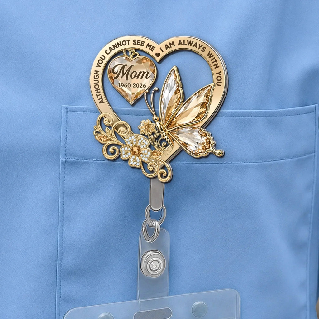 Custom Acrylic Badge Reel - Personalized Memorial Sympathy Gifts For Loss Of Mom, Dad - Always In Our Heart