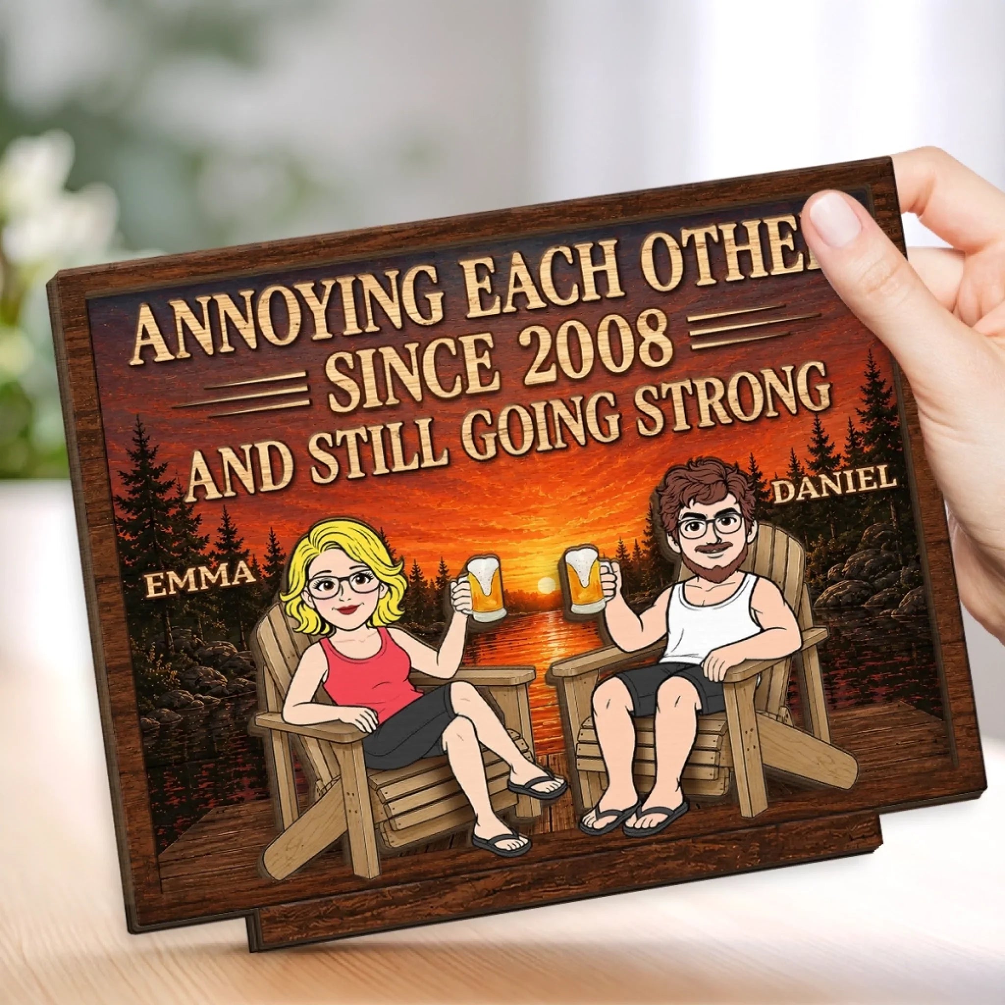 Custom 2-Layered Wooden Plaque - Personalized Anniversary Wedding Gifts For Husband And Wife, Him And Her - The Greatest Treasure