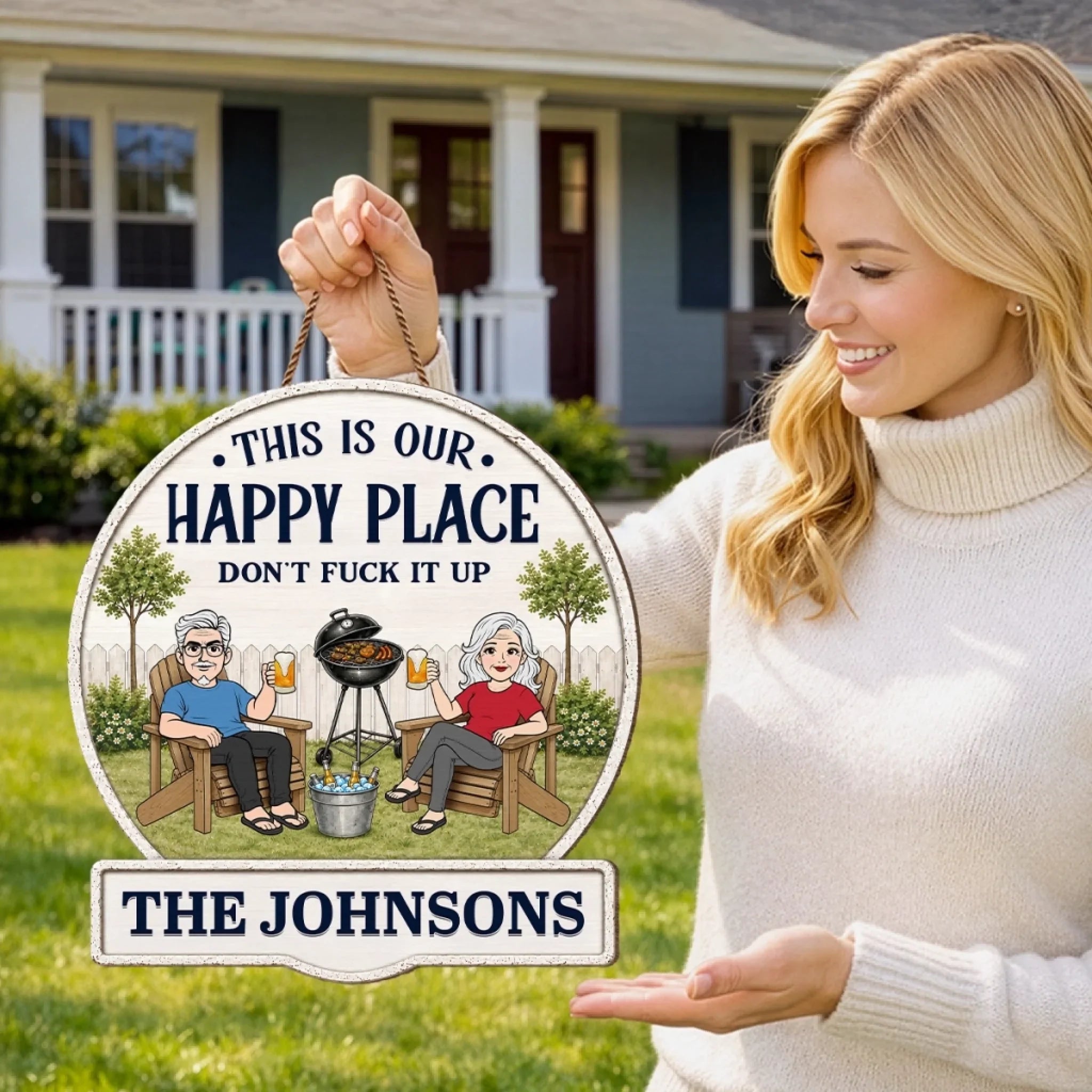 Custom Wood Sign - Personalized Summer Vacation And Travel Gifts Husband And Wife, Him And Her - Together Is Our Favorite Place