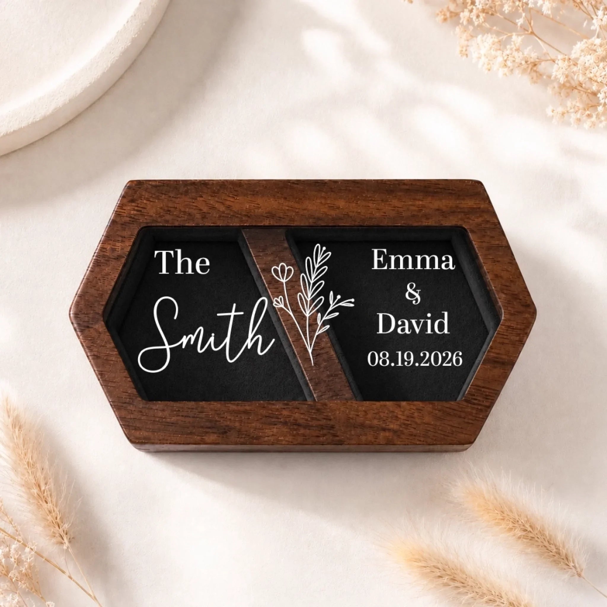 Custom Wedding Ring Box - Personalized Anniversary Wedding Gifts For Husband And Wife, Him And Her - Our Forever Keepsake