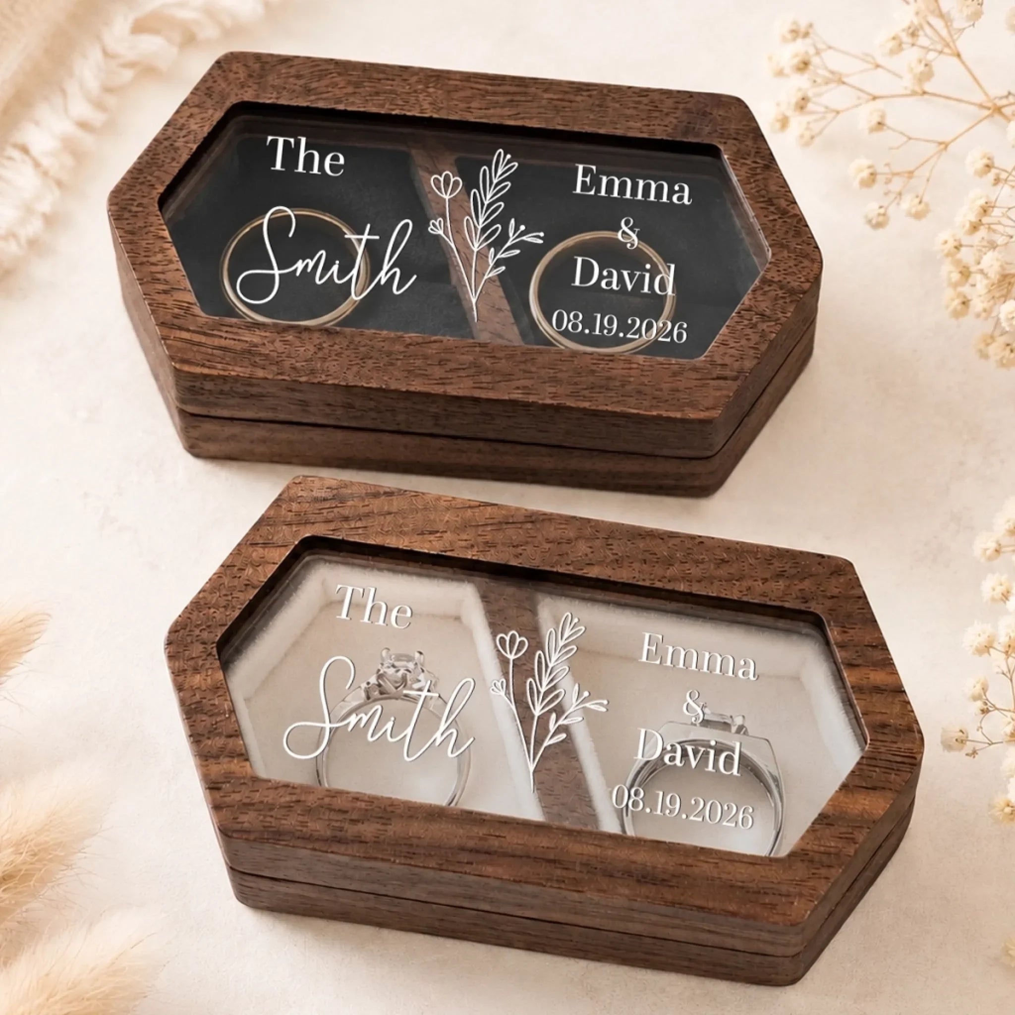 Custom Wedding Ring Box - Personalized Anniversary Wedding Gifts For Husband And Wife, Him And Her - Our Forever Keepsake