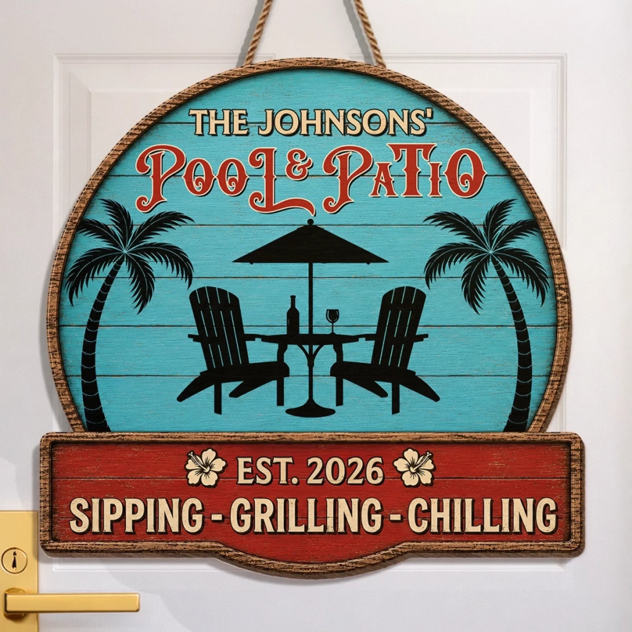 Custom Poolside Wood Sign - Personalized Summer Vacation And Travel Gifts For Mom, Dad, Brother, Sister, Kids - Paradise Found Here
