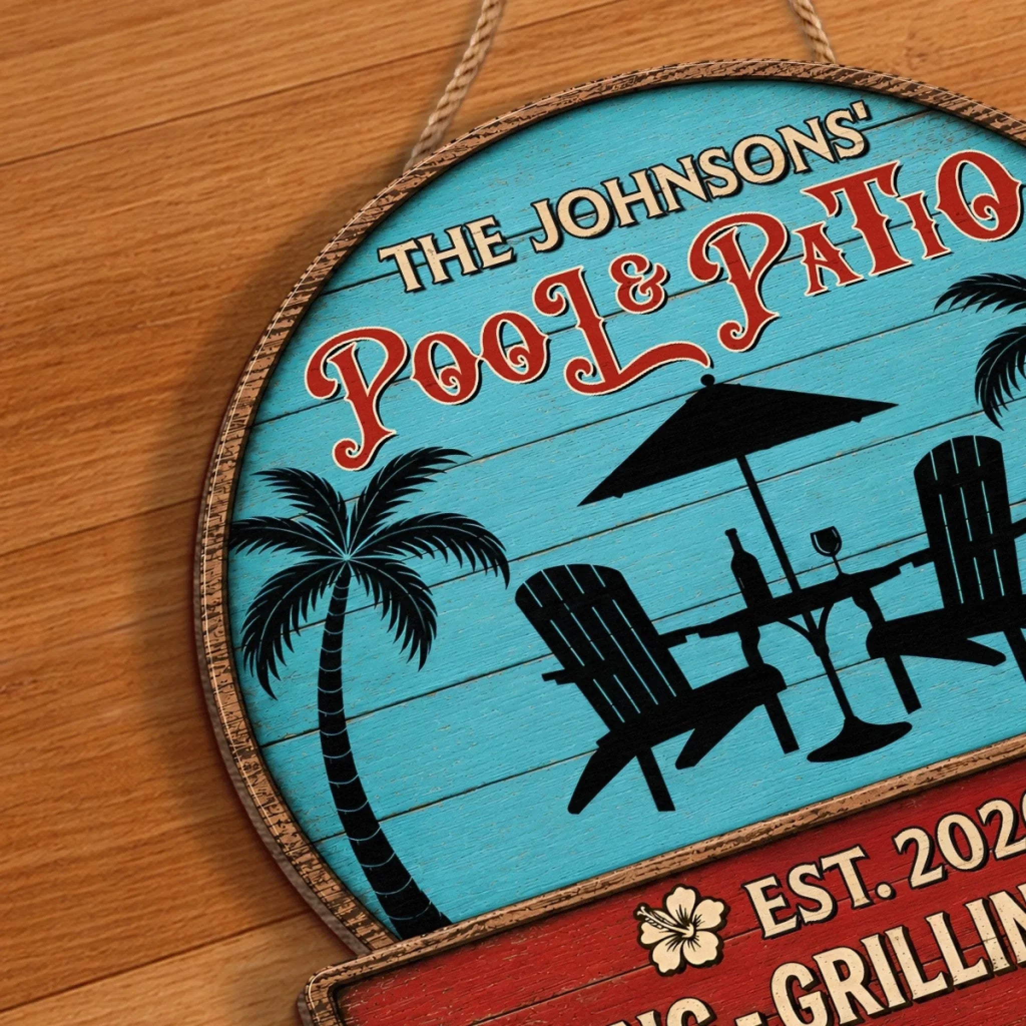 Custom Poolside Wood Sign - Personalized Summer Vacation And Travel Gifts For Mom, Dad, Brother, Sister, Kids - Paradise Found Here