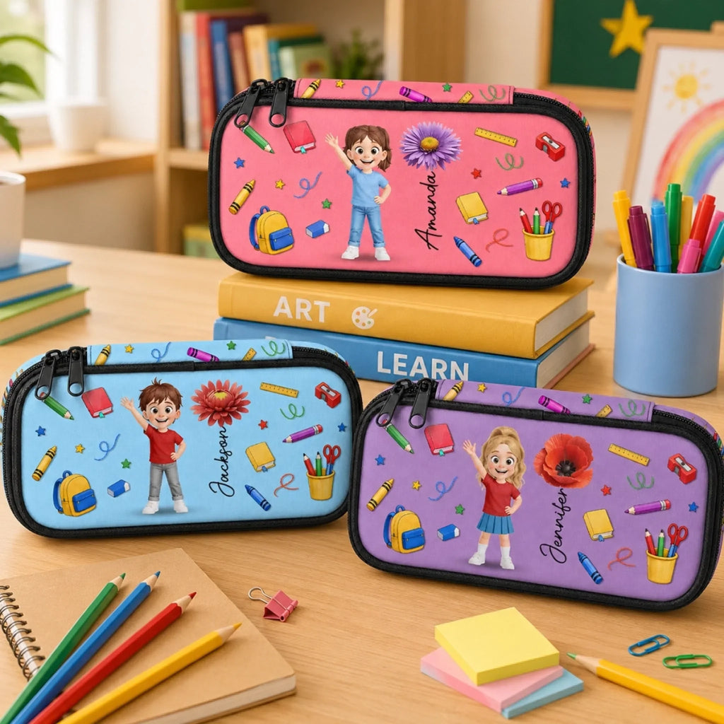 Custom Kids Pencil Canvas Case - Personalized Back To School Gifts For Kids - Color My Day