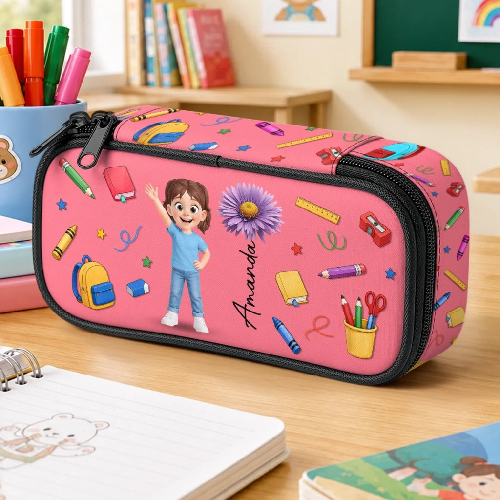 Custom Kids Pencil Canvas Case - Personalized Back To School Gifts For Kids - Color My Day