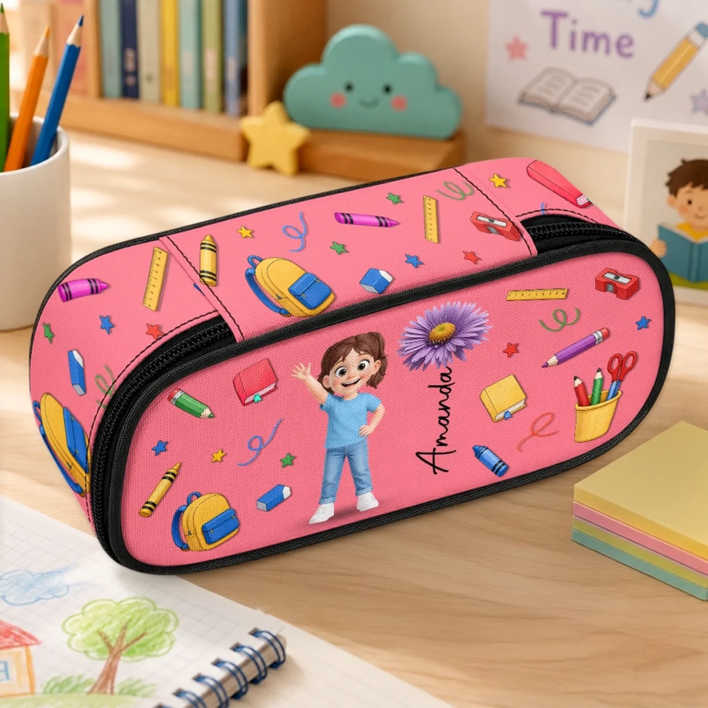Custom Kids Pencil Canvas Case - Personalized Back To School Gifts For Kids - Color My Day