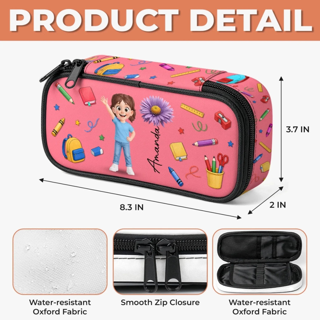 Custom Kids Pencil Canvas Case - Personalized Back To School Gifts For Kids - Color My Day