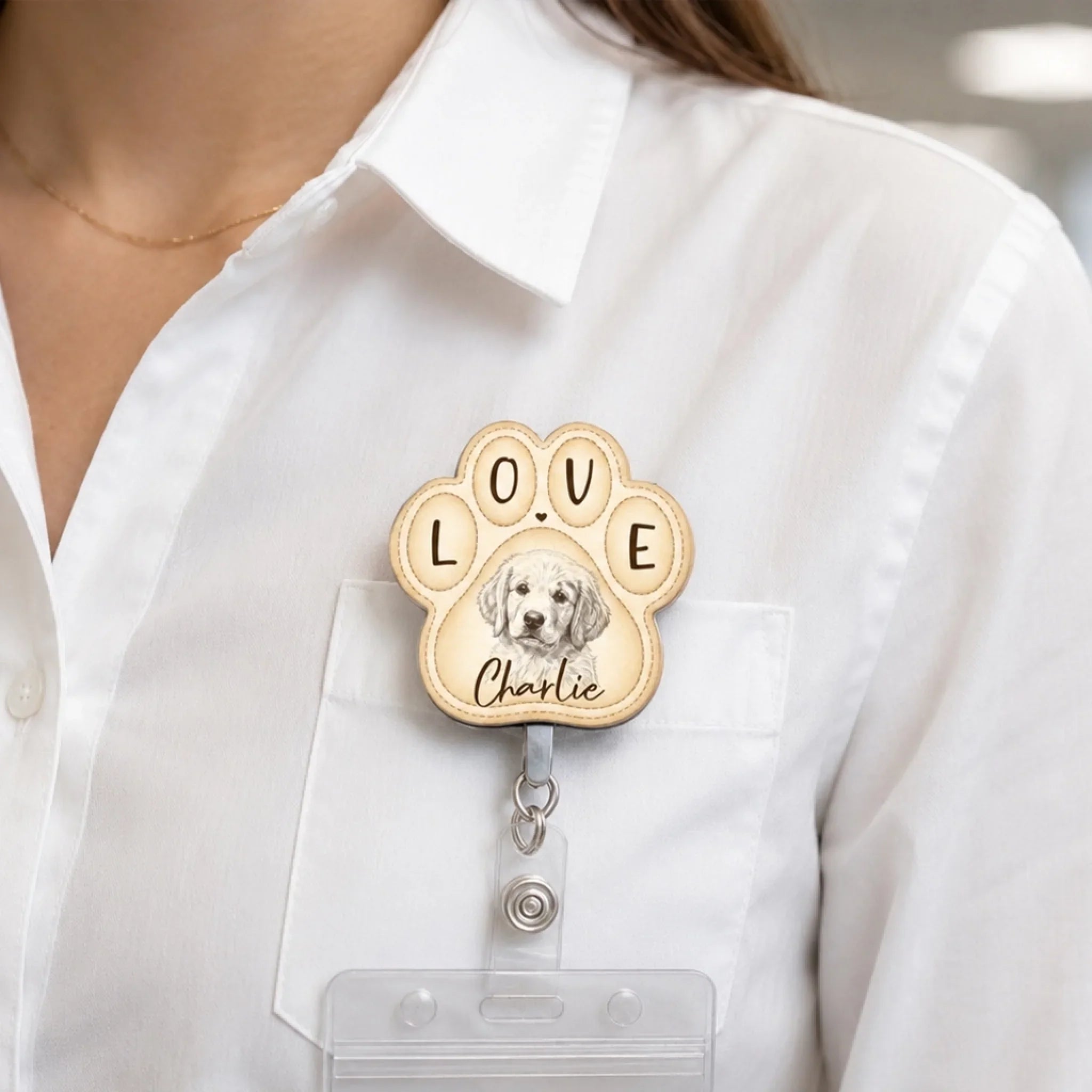 Custom Photo Acrylic Badge Reel - Personalized Pet Memorial Sympathy Gifts For Dogs, Cats - Gone But Never Forgotten
