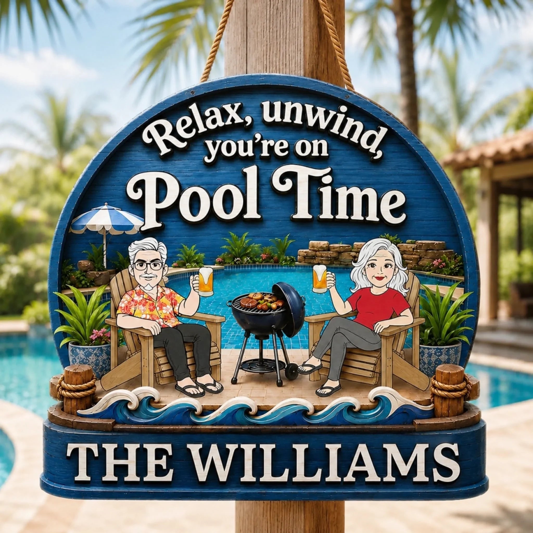 Custom Wood Sign - Personalized Summer Vacation And Travel Gifts Husband And Wife, Him And Her - Cheers to Sunny Days