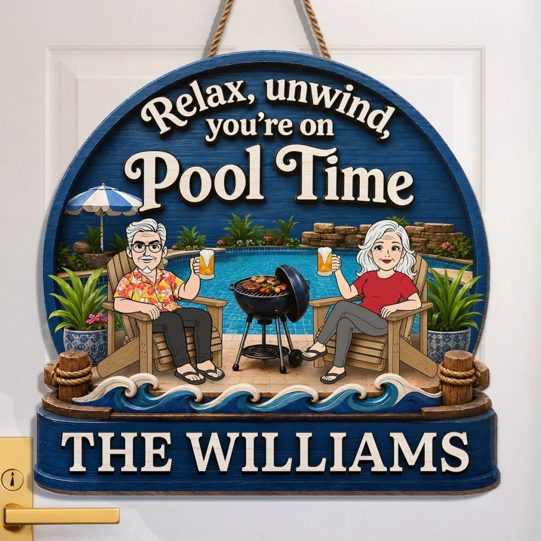 Custom Wood Sign - Personalized Summer Vacation And Travel Gifts Husband And Wife, Him And Her - Cheers to Sunny Days