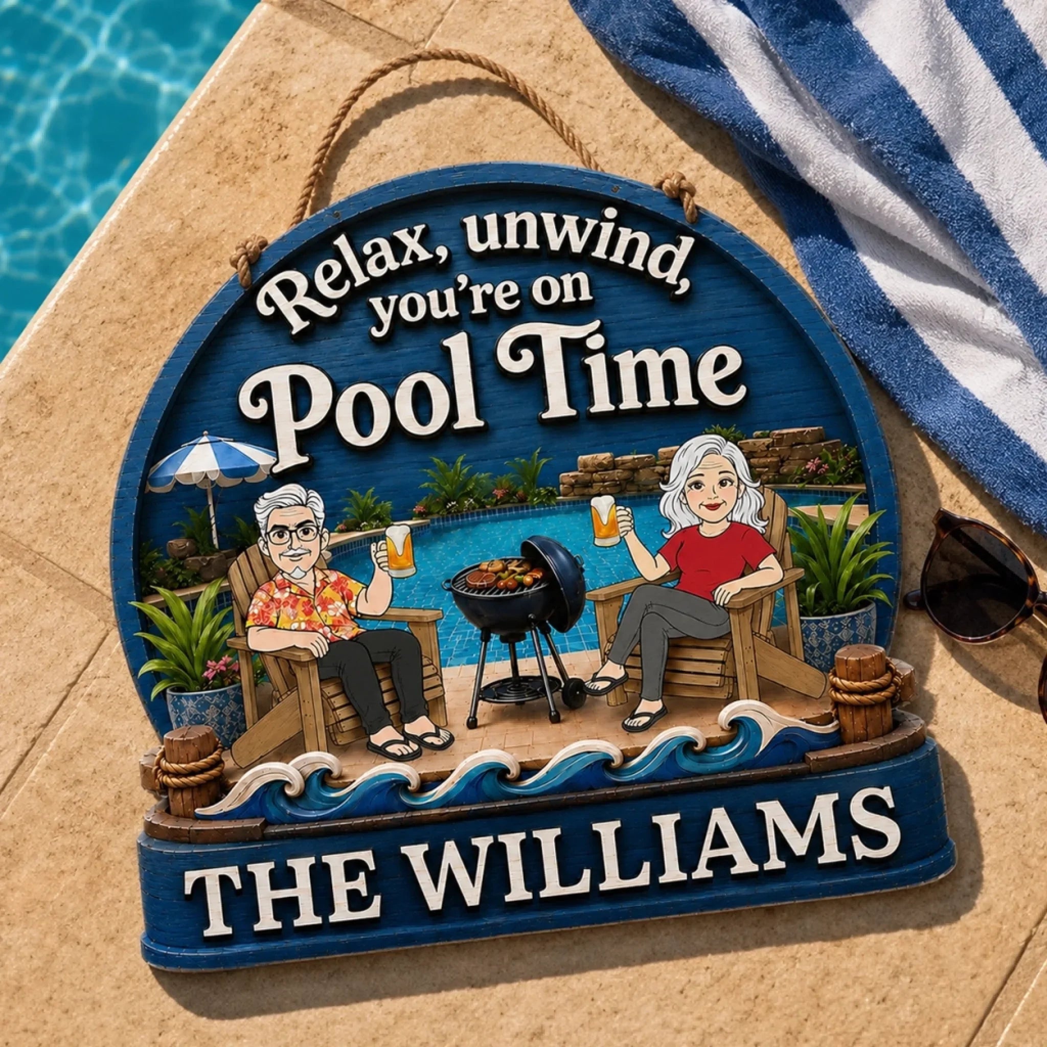 Custom Wood Sign - Personalized Summer Vacation And Travel Gifts Husband And Wife, Him And Her - Cheers to Sunny Days