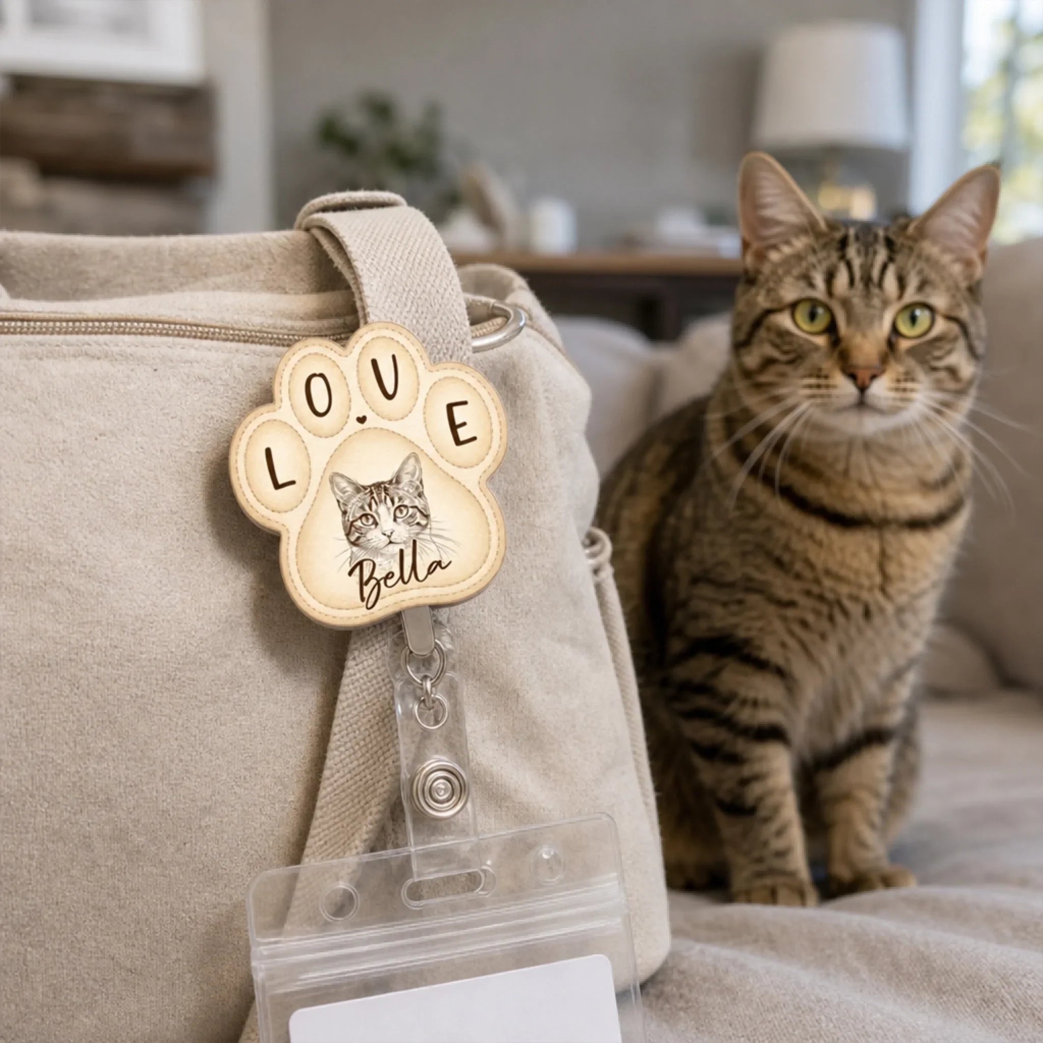 Custom Photo Acrylic Badge Reel - Personalized Pet Memorial Sympathy Gifts For Dogs, Cats - Gone But Never Forgotten