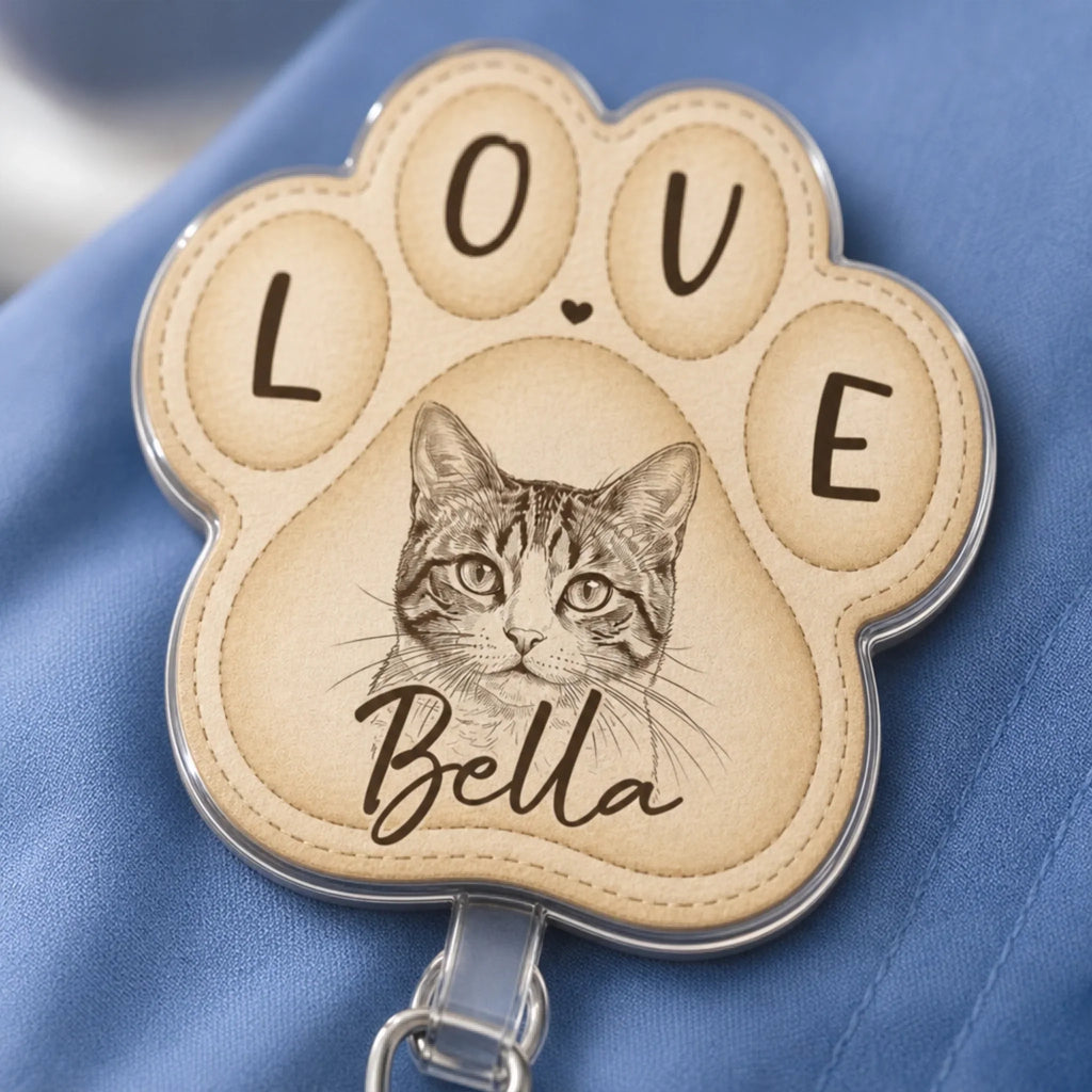 Custom Photo Acrylic Badge Reel - Personalized Pet Memorial Sympathy Gifts For Dogs, Cats - Gone But Never Forgotten