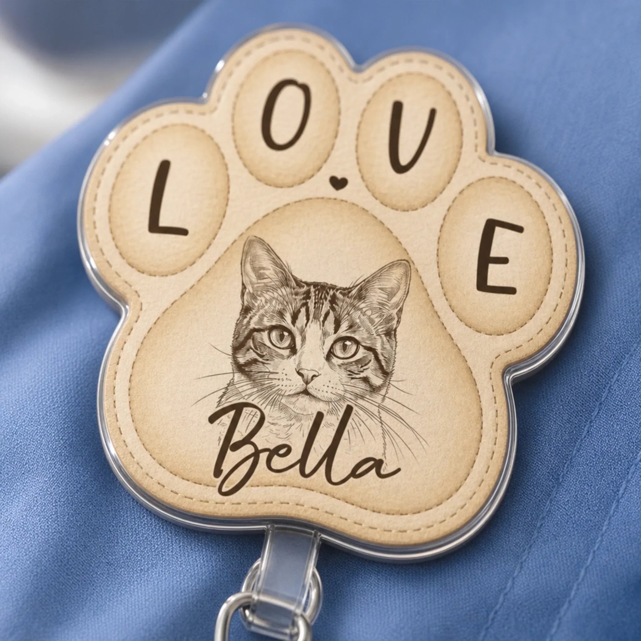 Custom Photo Acrylic Badge Reel - Personalized Pet Memorial Sympathy Gifts For Dogs, Cats - Gone But Never Forgotten