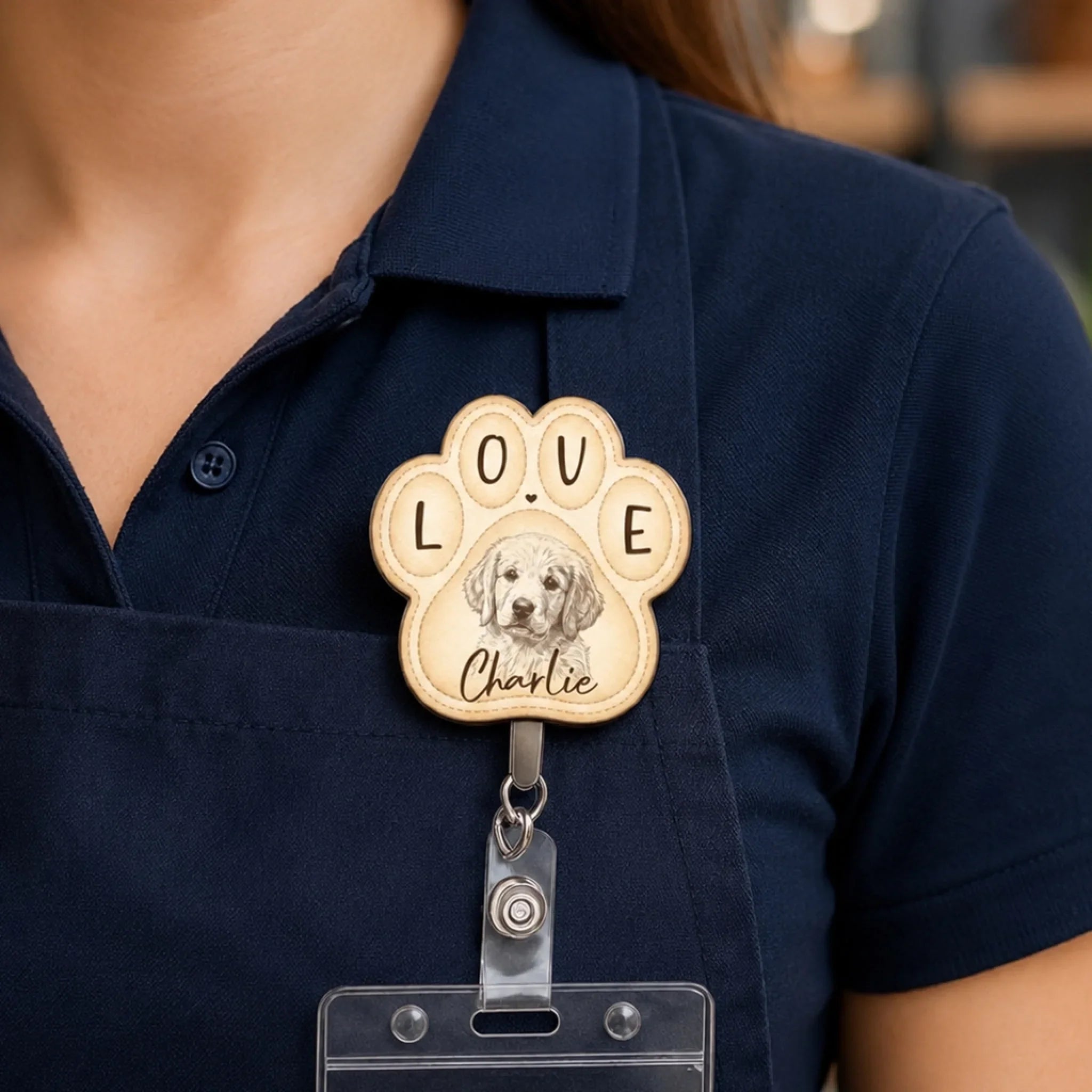Custom Photo Acrylic Badge Reel - Personalized Pet Memorial Sympathy Gifts For Dogs, Cats - Gone But Never Forgotten