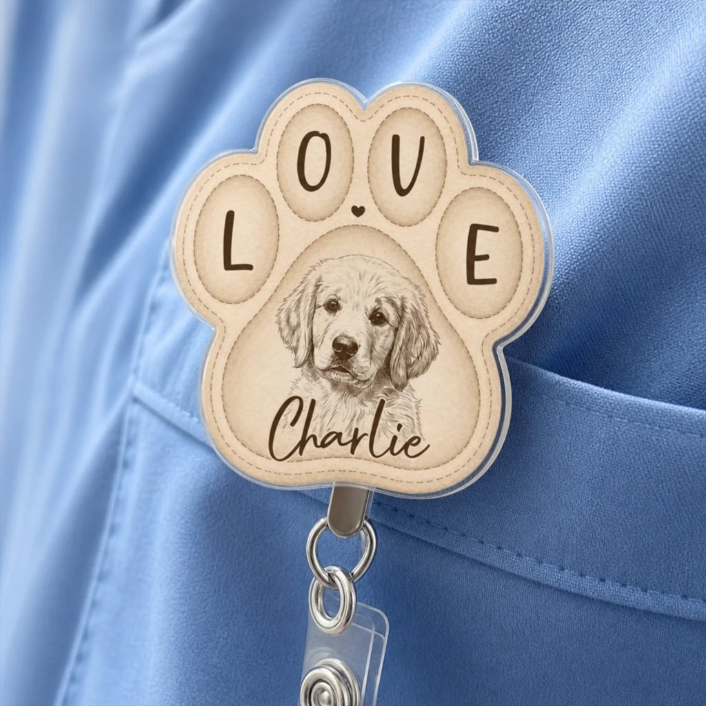 Custom Photo Acrylic Badge Reel - Personalized Pet Memorial Sympathy Gifts For Dogs, Cats - Gone But Never Forgotten