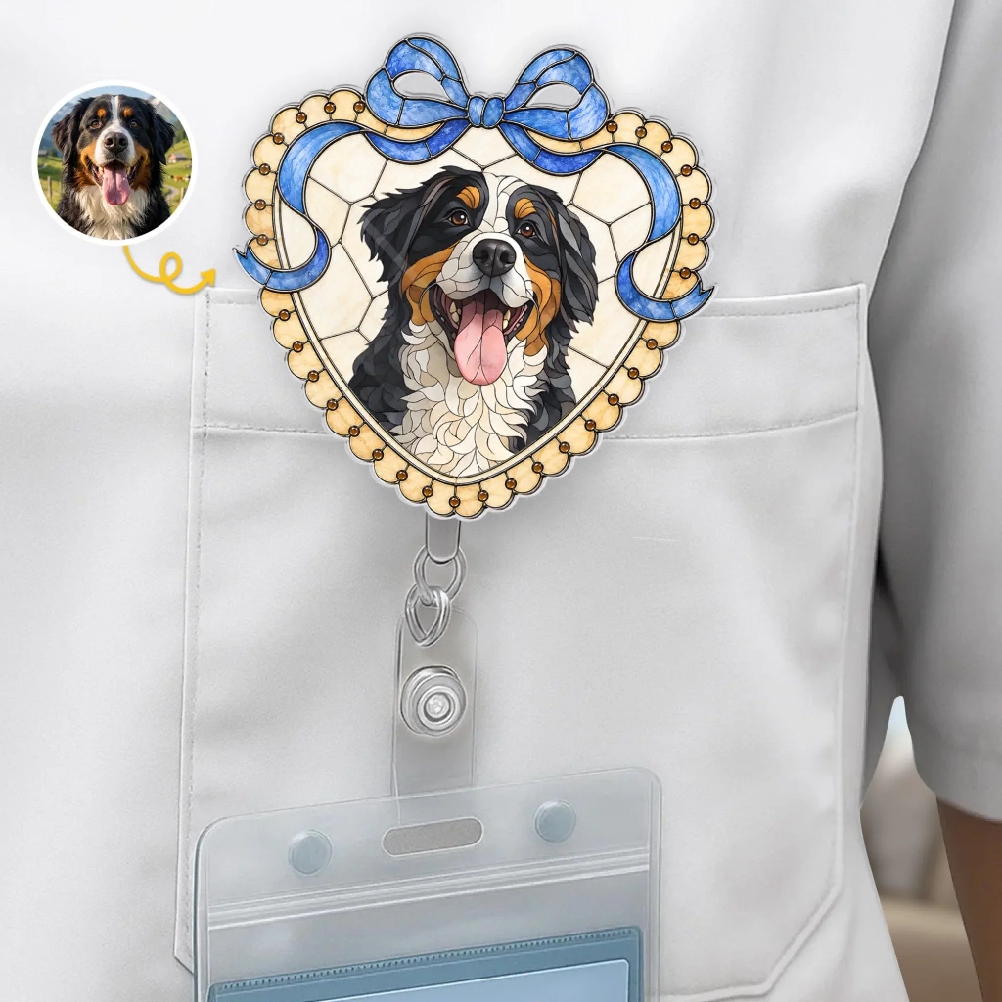 Custom Photo Acrylic Badge Reel - Personalized  Birthday Gifts For Dog Cat Lovers, Dog Dad And Mom, Cat Owners - Sweetest Coworker On My Badge