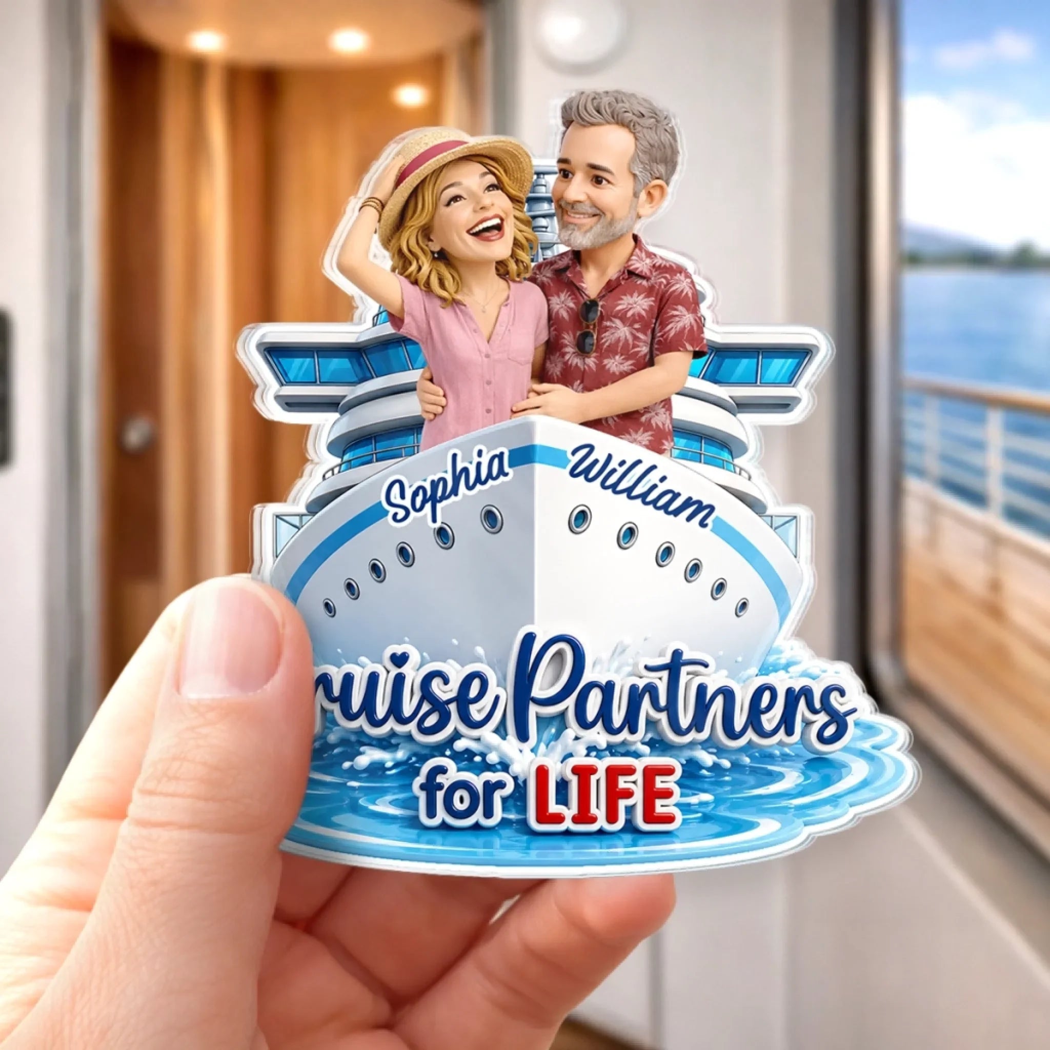 Custom Photo Cruise Ship Door Magnet - Personalized Summer Vacation And Travel Gifts For Husband And Wife, Him And Her, Cruise Lovers - Love On The High Seas