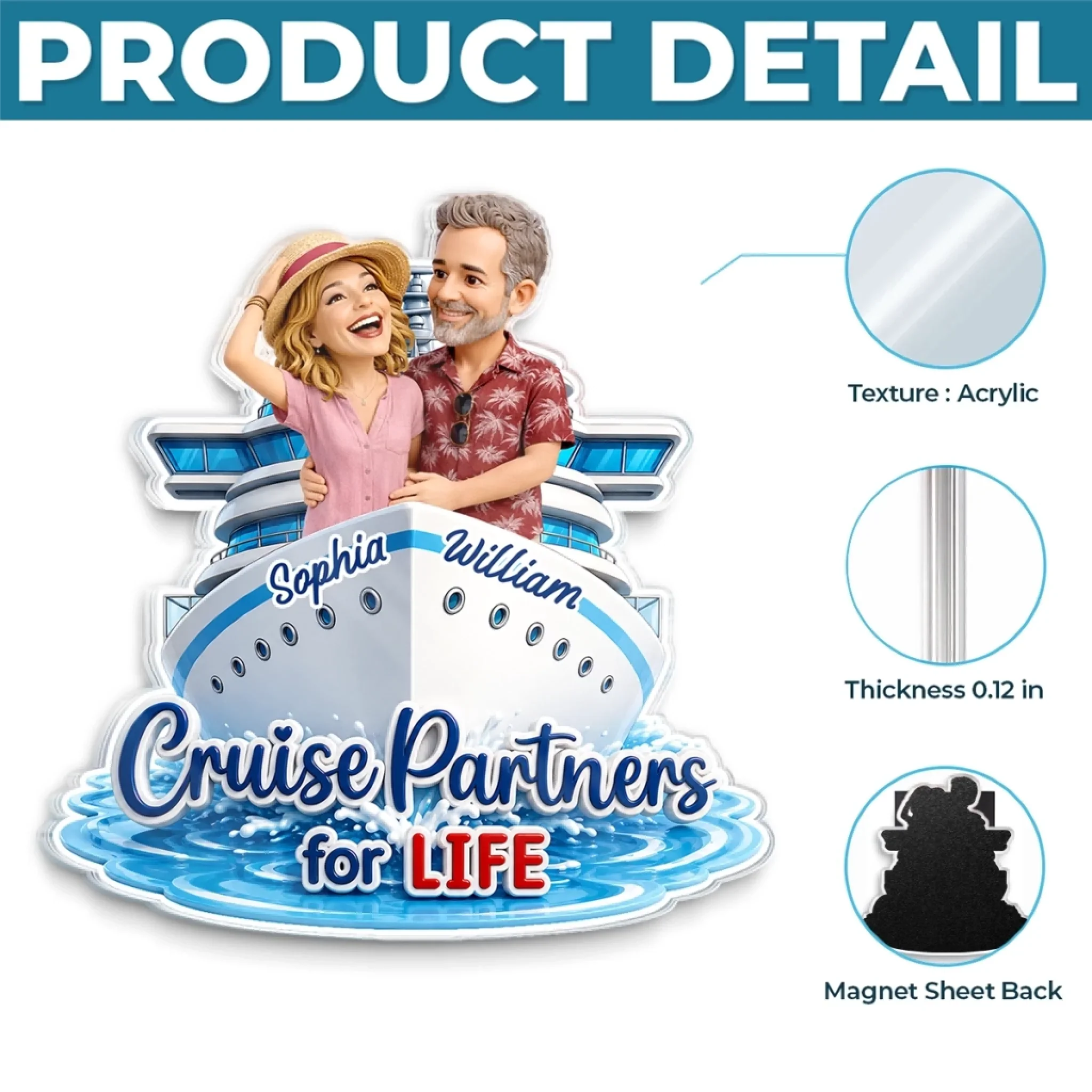 Custom Photo Cruise Ship Door Magnet - Personalized Summer Vacation And Travel Gifts For Husband And Wife, Him And Her, Cruise Lovers - Love On The High Seas