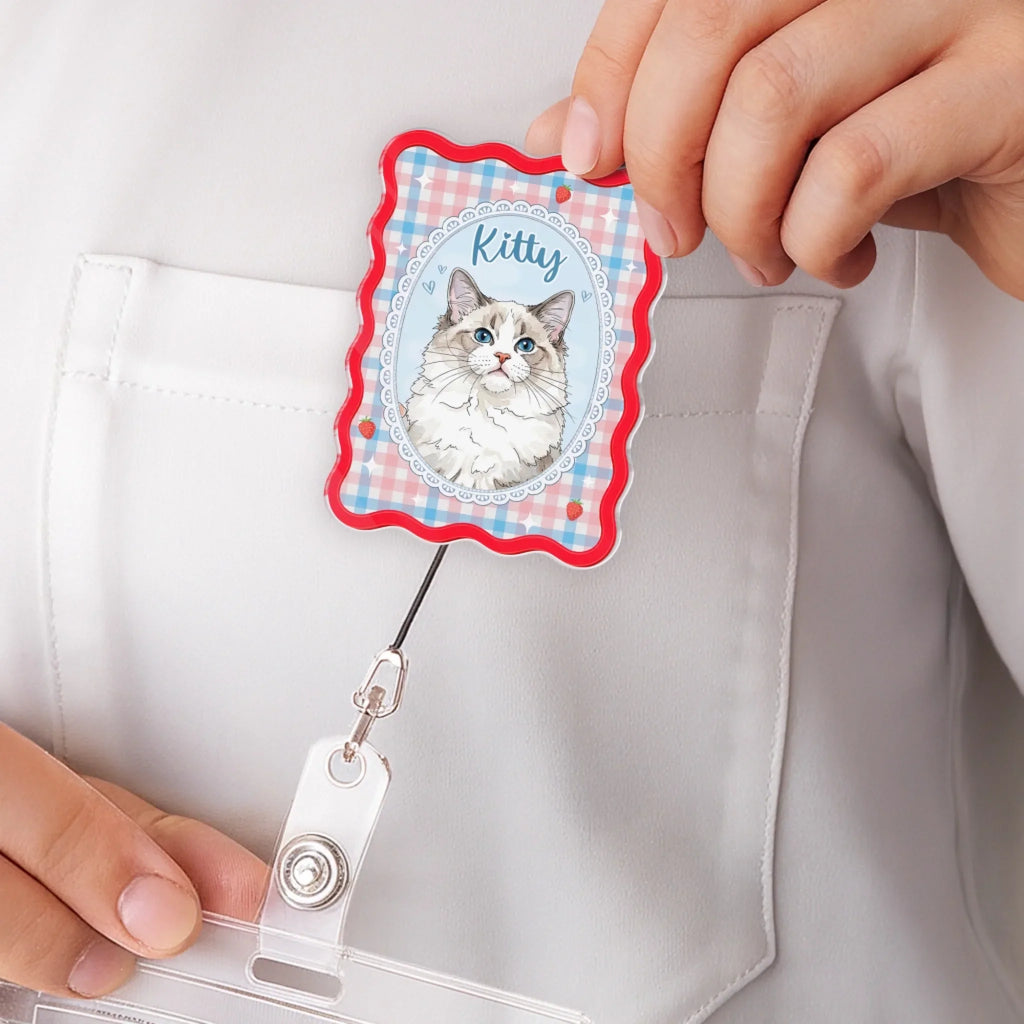 Custom Photo Acrylic Badge Reel - Personalized  Birthday Gifts For Dog Cat Lovers, Dog Dad And Mom, Cat Owners - CEO Of Barking At Work