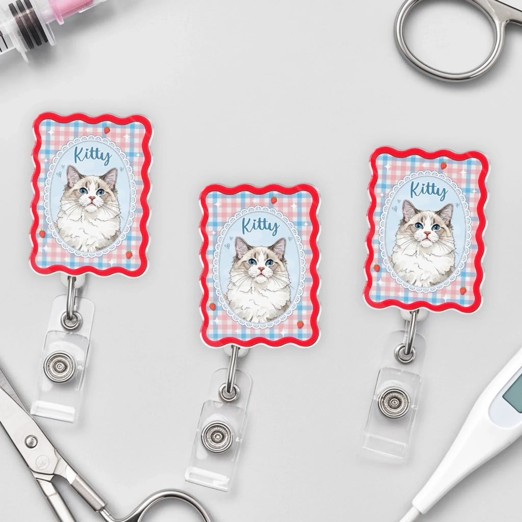 Custom Photo Acrylic Badge Reel - Personalized  Birthday Gifts For Dog Cat Lovers, Dog Dad And Mom, Cat Owners - CEO Of Barking At Work