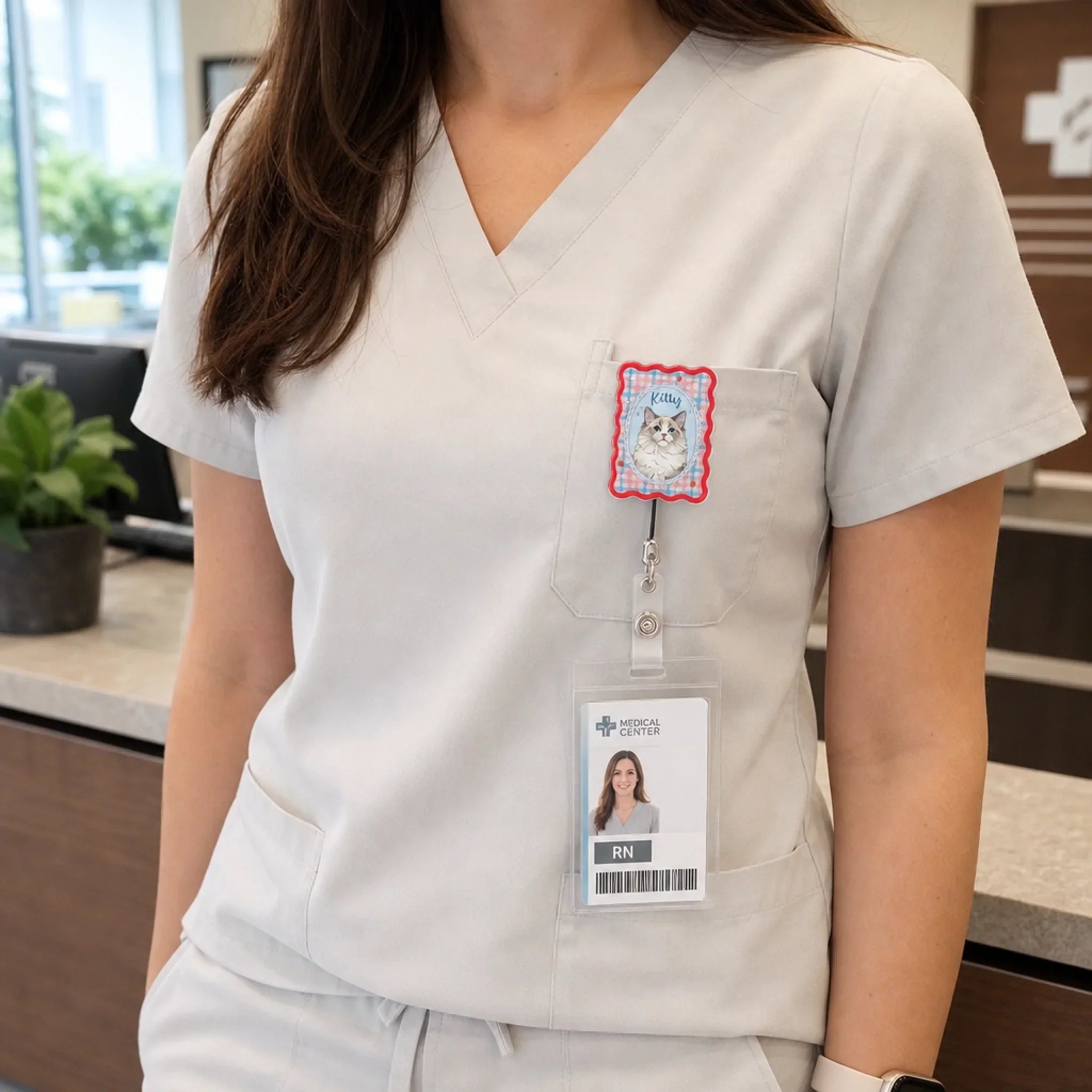 Custom Photo Acrylic Badge Reel - Personalized  Birthday Gifts For Dog Cat Lovers, Dog Dad And Mom, Cat Owners - CEO Of Barking At Work