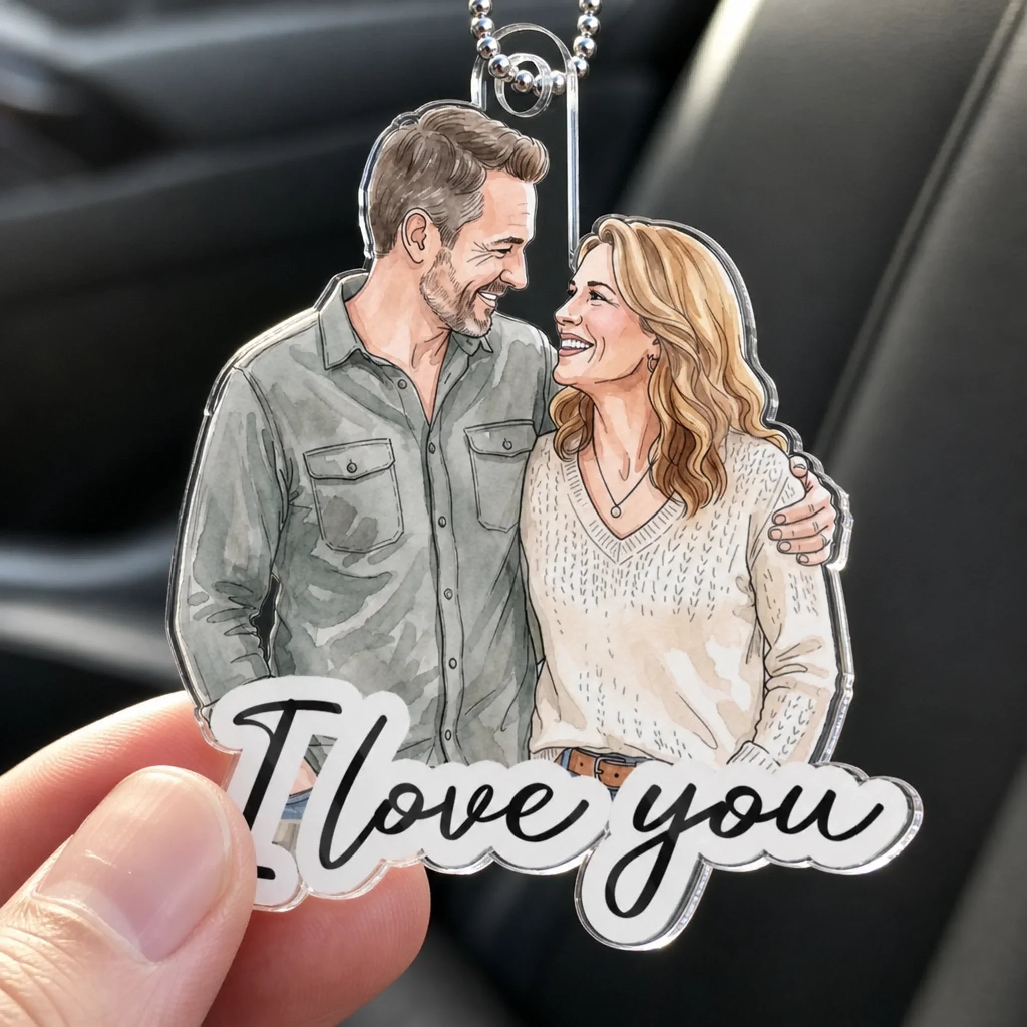 Custom Photo Acrylic Car Ornament - Personalized Anniversary Wedding Gifts For Husband And Wife, Him And Her - Drive Safe My Love