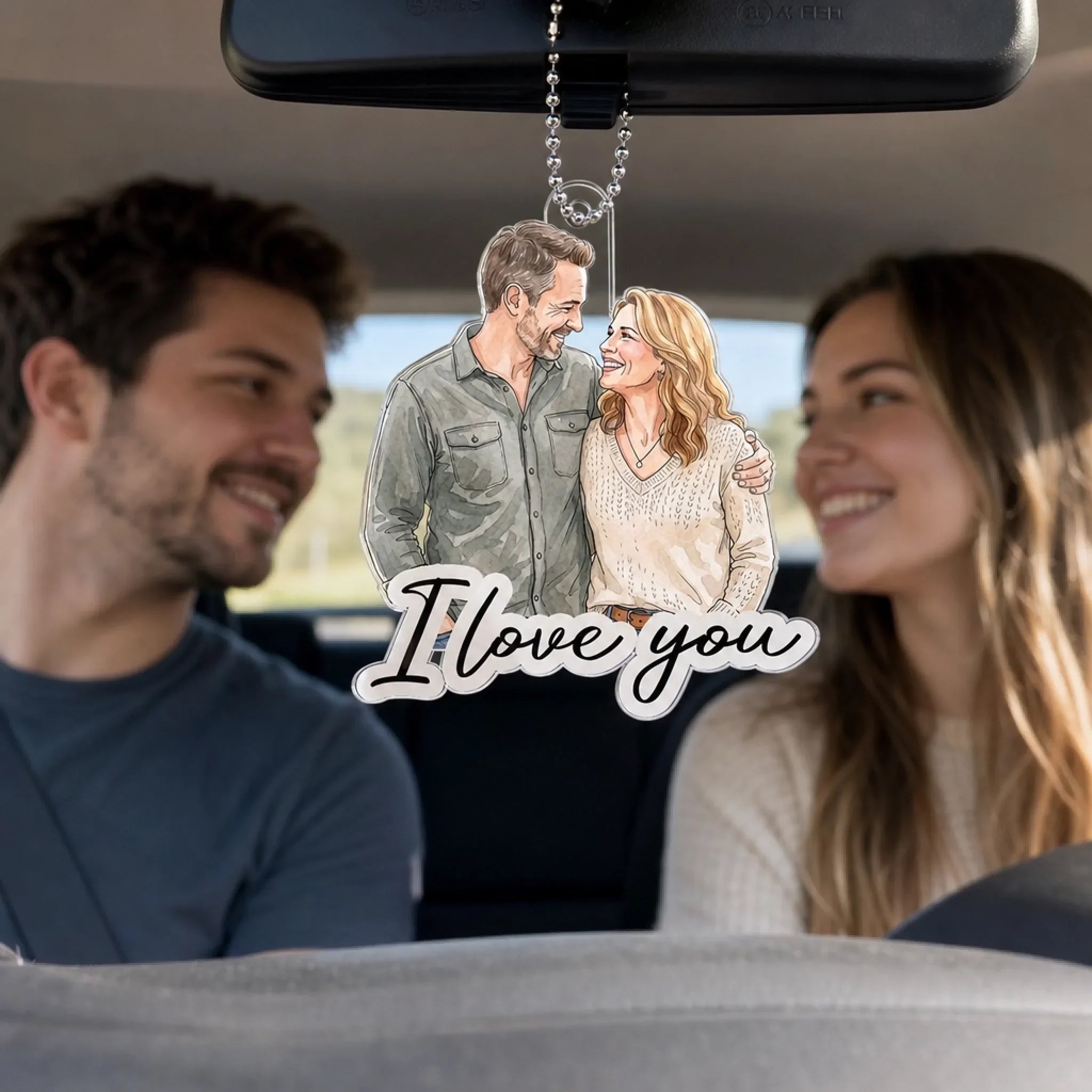Custom Photo Acrylic Car Ornament - Personalized Anniversary Wedding Gifts For Husband And Wife, Him And Her - Drive Safe My Love