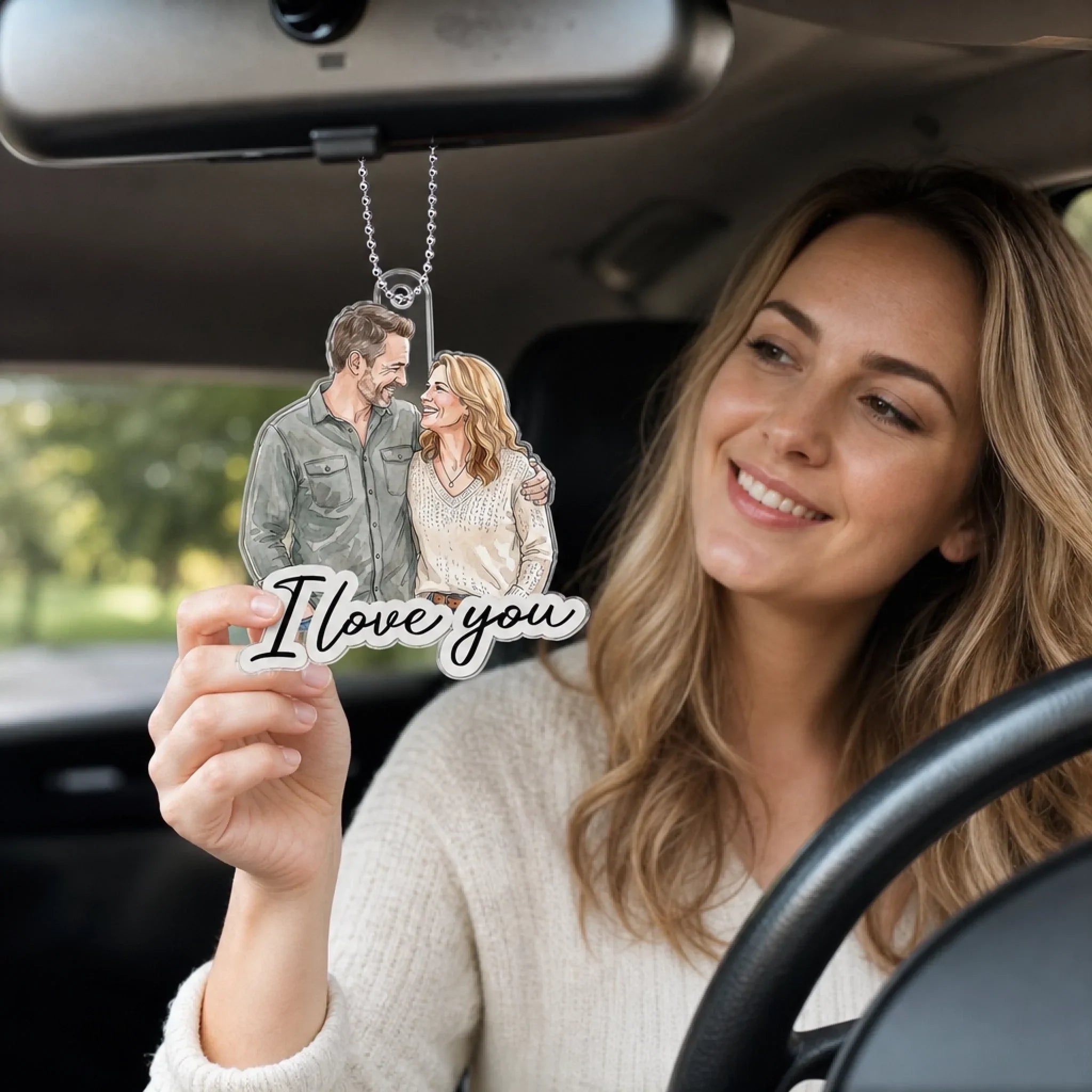Custom Photo Acrylic Car Ornament - Personalized Anniversary Wedding Gifts For Husband And Wife, Him And Her - Drive Safe My Love