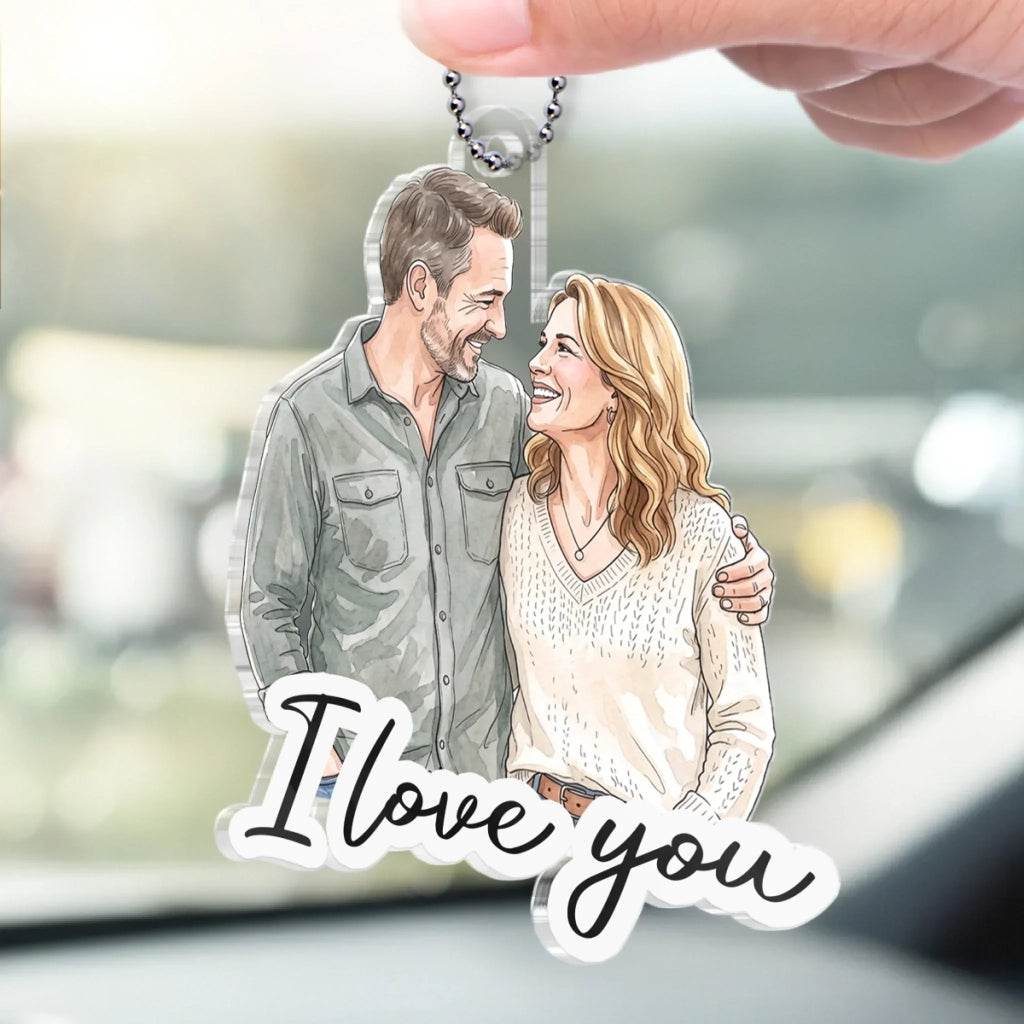 Custom Photo Acrylic Car Ornament - Personalized Anniversary Wedding Gifts For Husband And Wife, Him And Her - Drive Safe My Love