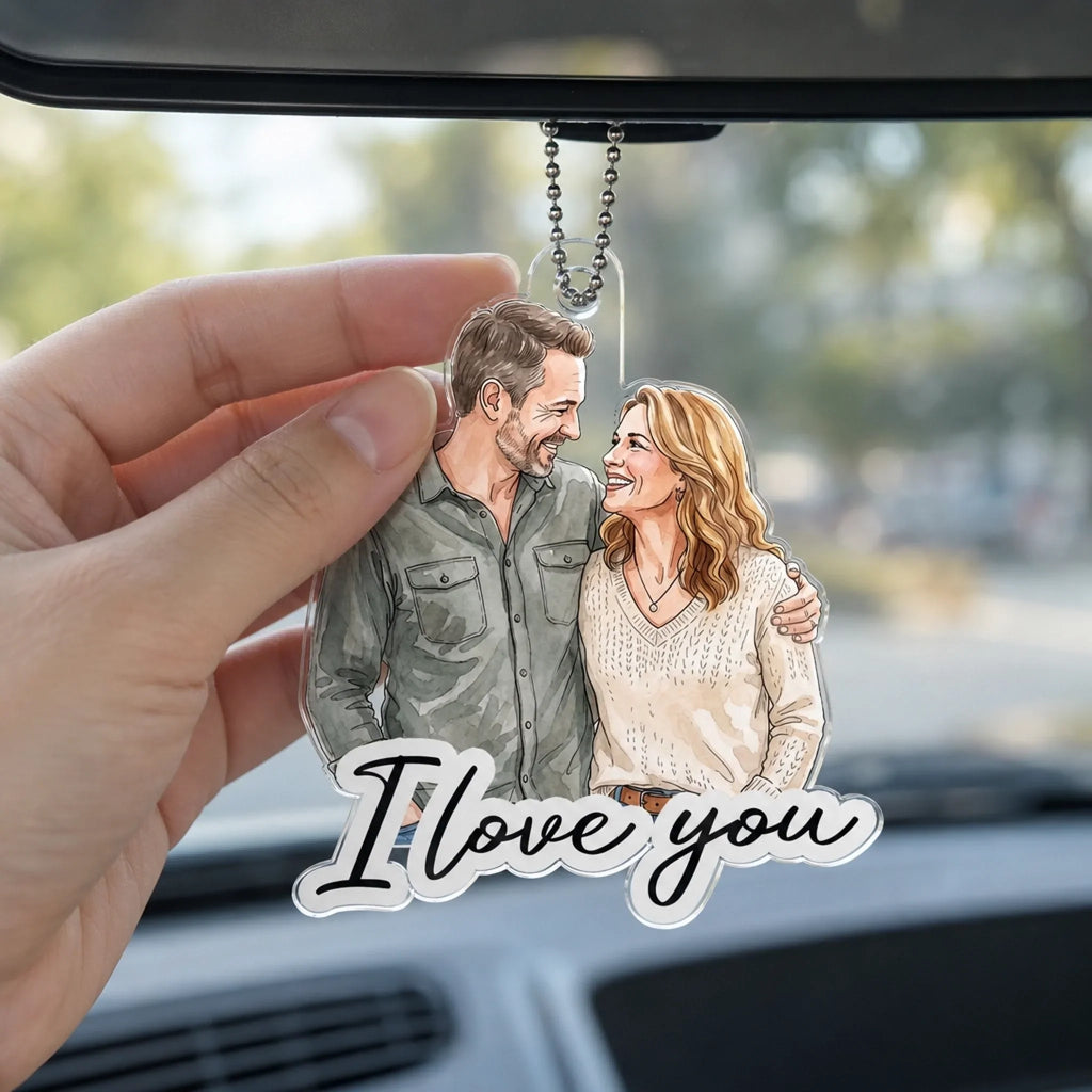 Custom Photo Acrylic Car Ornament - Personalized Anniversary Wedding Gifts For Husband And Wife, Him And Her - Drive Safe My Love