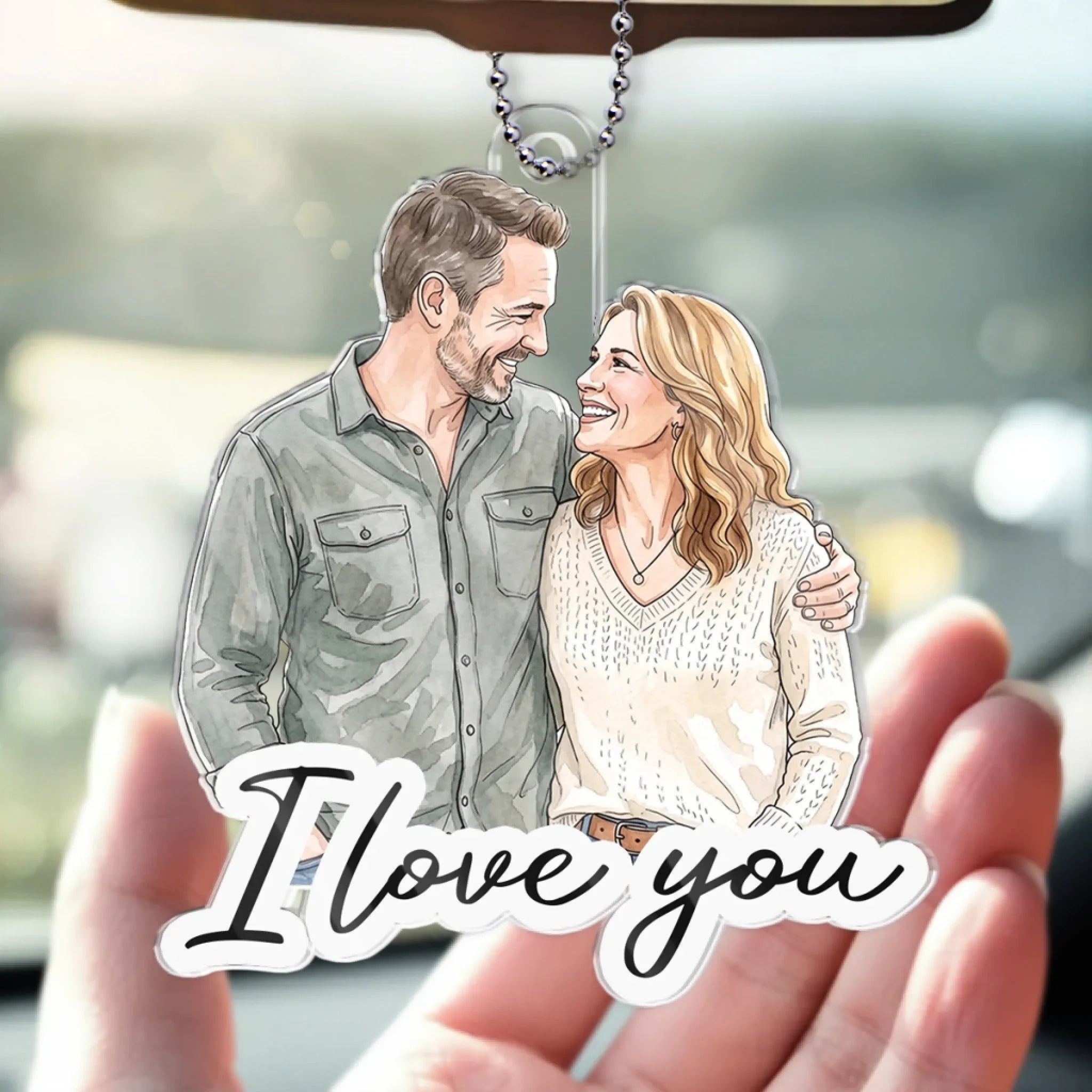Custom Photo Acrylic Car Ornament - Personalized Anniversary Wedding Gifts For Husband And Wife, Him And Her - Drive Safe My Love