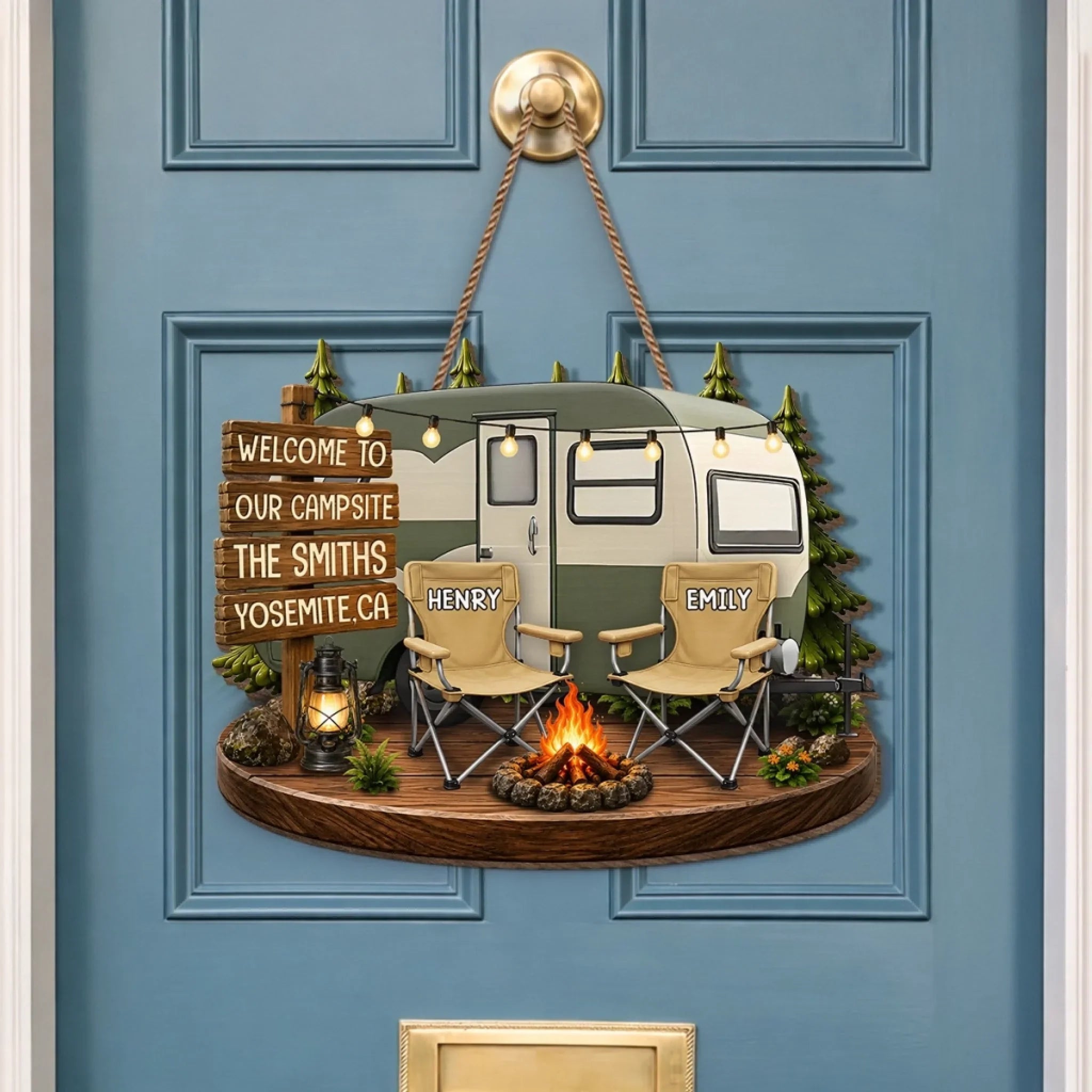 Custom Wood Sign - Personalized Birthday Camping Gifts For Campers, Mom, Dad, Brother, Sister - Welcome To Our Campsite