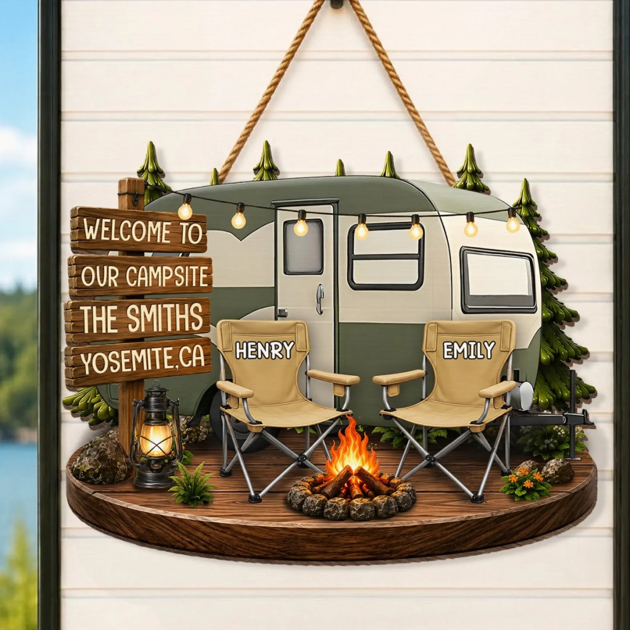 Custom Wood Sign - Personalized Birthday Camping Gifts For Campers, Mom, Dad, Brother, Sister - Welcome To Our Campsite