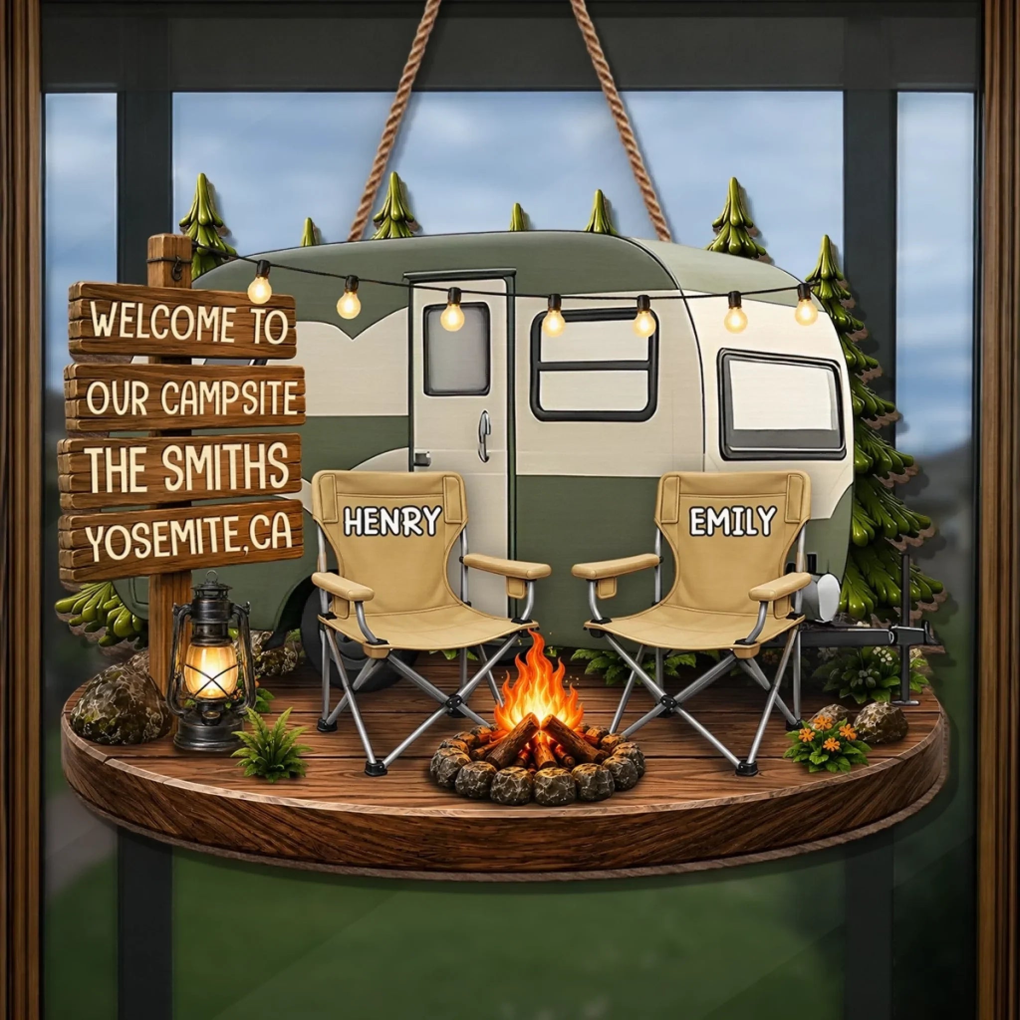 Custom Wood Sign - Personalized Birthday Camping Gifts For Campers, Mom, Dad, Brother, Sister - Welcome To Our Campsite