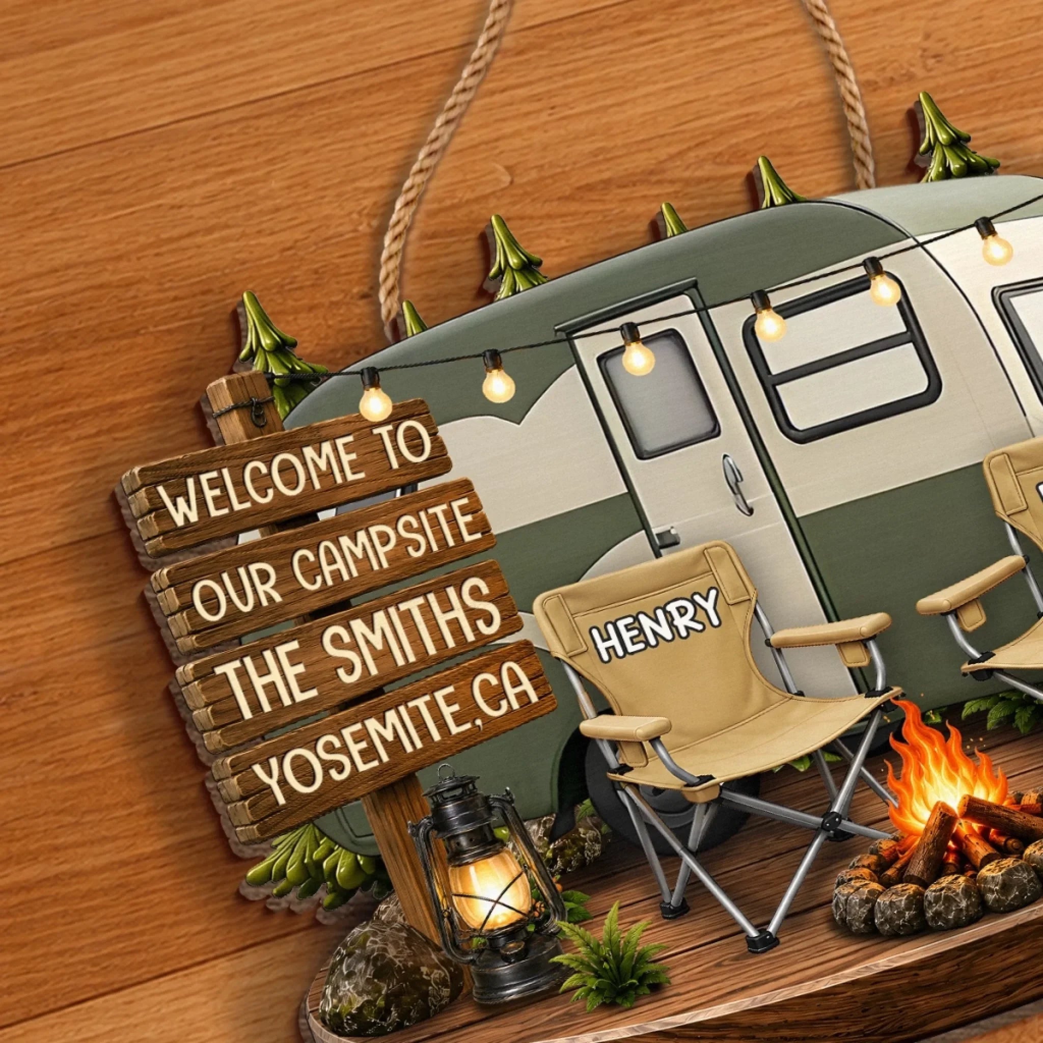 Custom Wood Sign - Personalized Birthday Camping Gifts For Campers, Mom, Dad, Brother, Sister - Welcome To Our Campsite