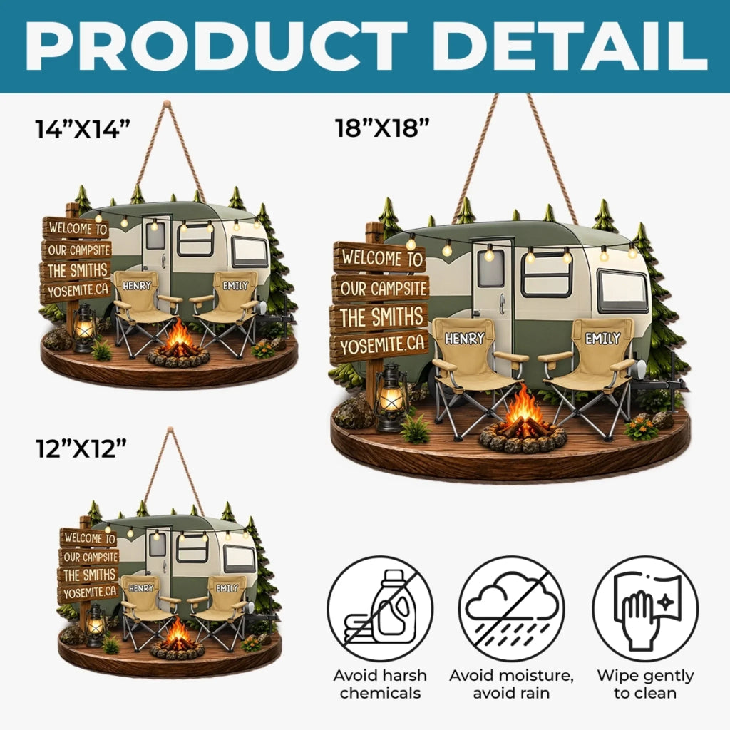 Custom Wood Sign - Personalized Birthday Camping Gifts For Campers, Mom, Dad, Brother, Sister - Welcome To Our Campsite