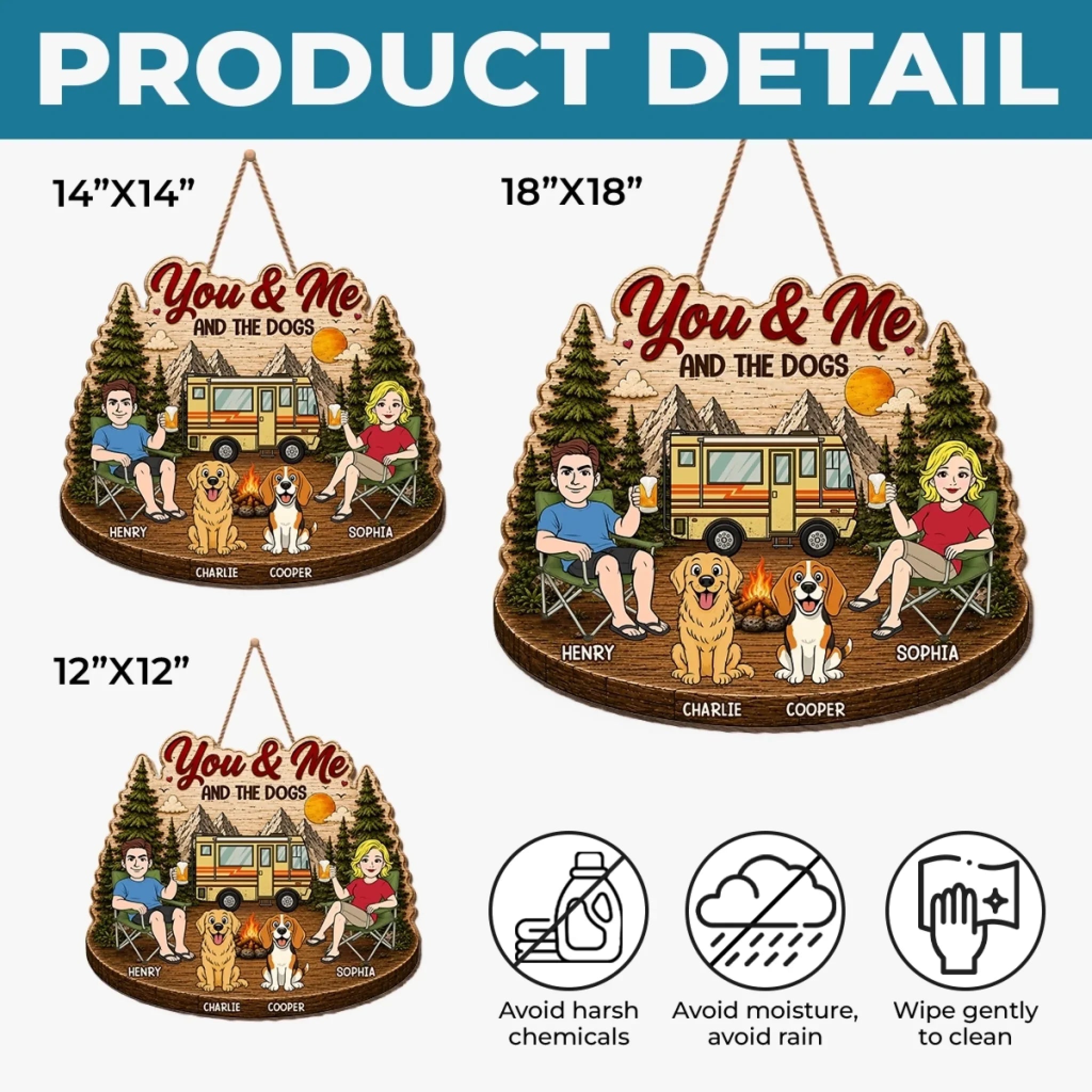 Custom Wood Sign - Personalized Birthday Camping Gifts For Campers, Husband And Wife, Him And Her, Dog Lovers, Dog Dad And Mom - Making Memories One Campsite At A Time