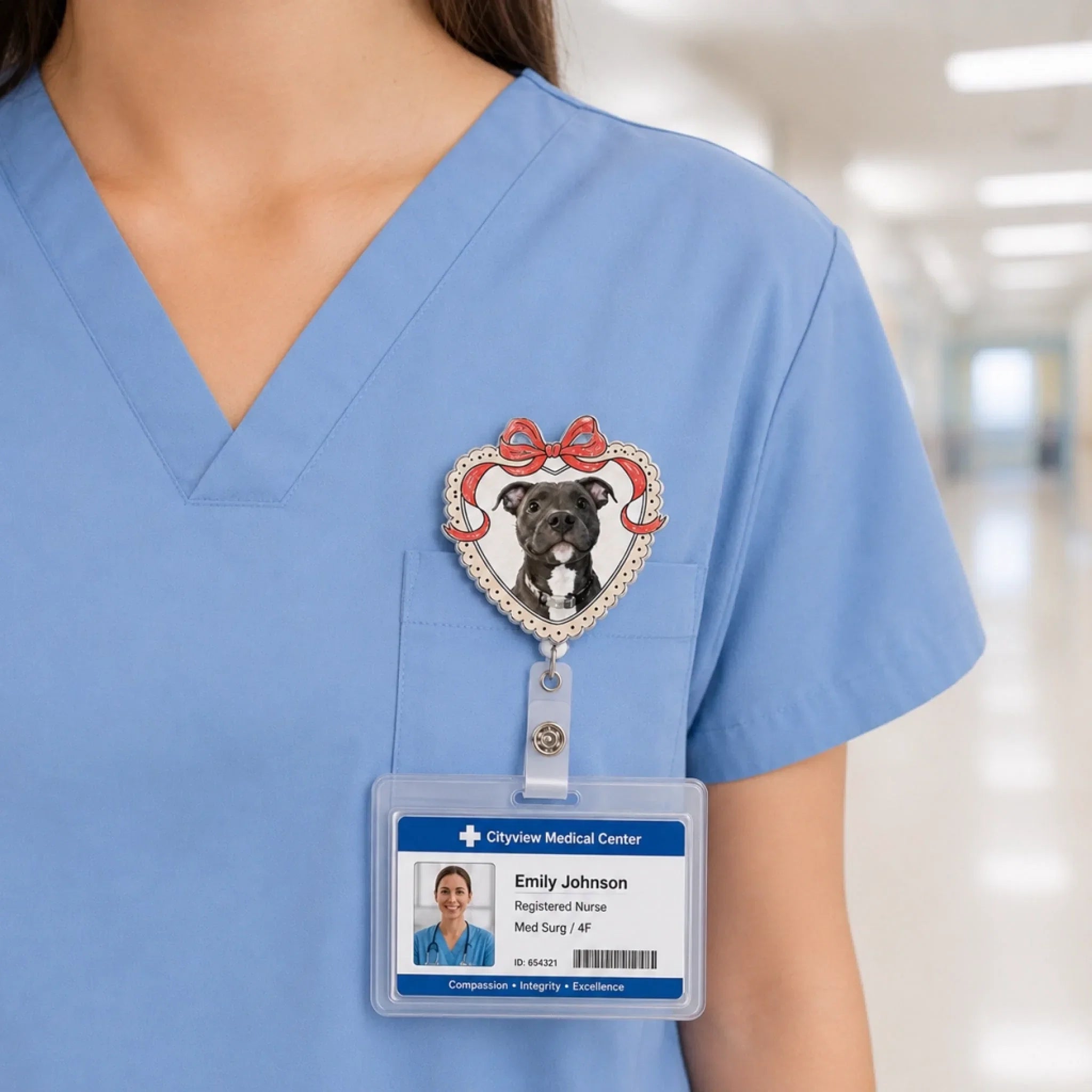 Custom Photo Acrylic Badge Reel - Personalized  Birthday Gifts For Dog Cat Lovers, Dog Dad And Mom, Cat Owners - Proud Pet Mom At Work