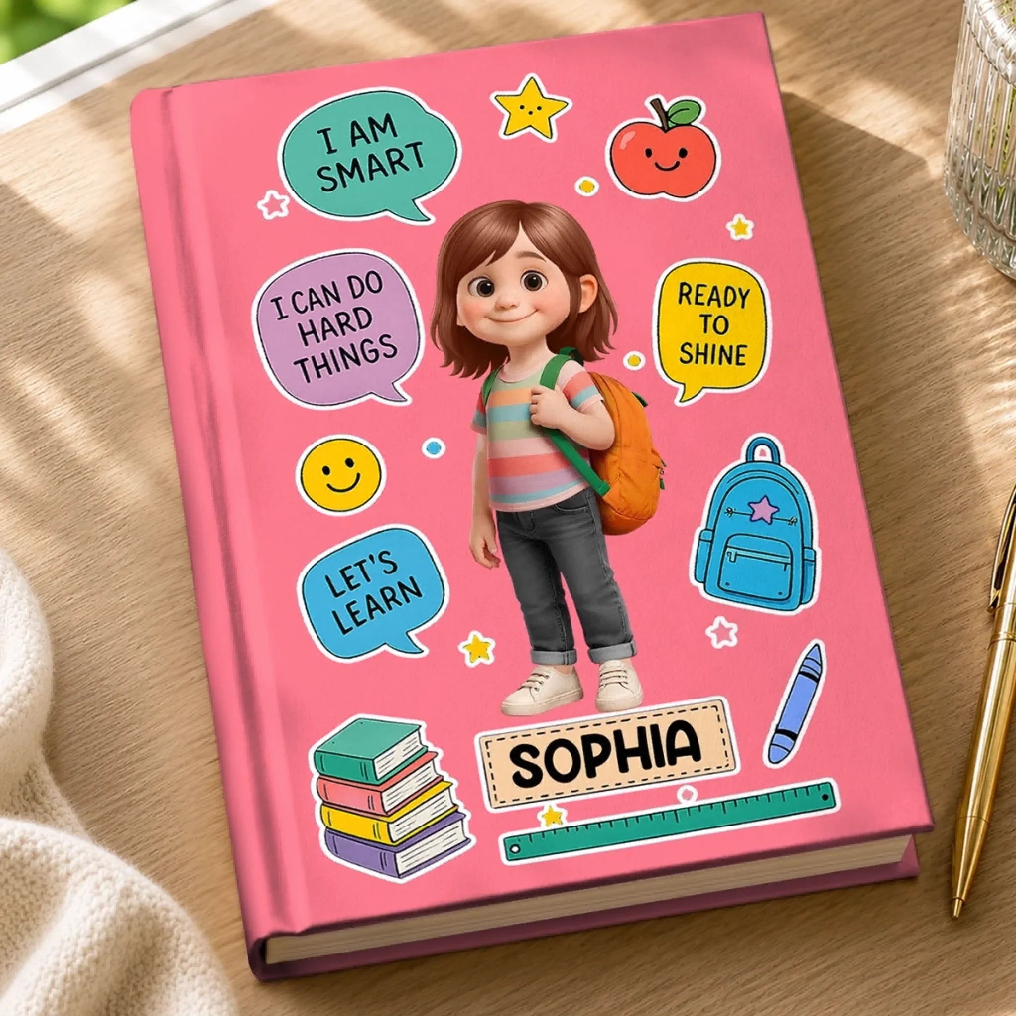Custom Kids Hardcover Journal - Personalized Back To School Gifts For Kids - Ready To Shine