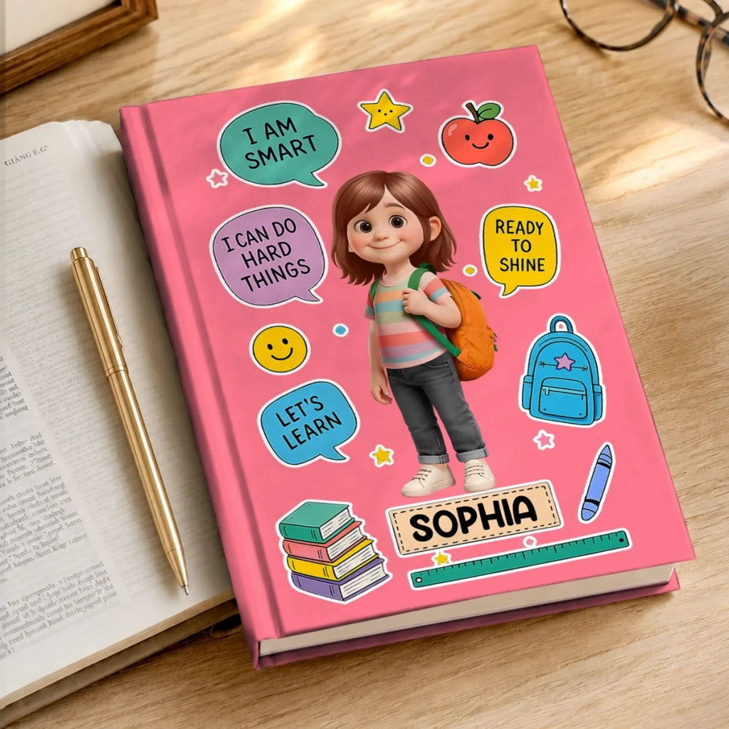 Custom Kids Hardcover Journal - Personalized Back To School Gifts For Kids - Ready To Shine