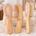 Custom Wooden Baby Hairbrush Set - Personalized Baby Shower, Gender Reveal Gifts For New Moms, New Dads, New Parents - Hello Little One
