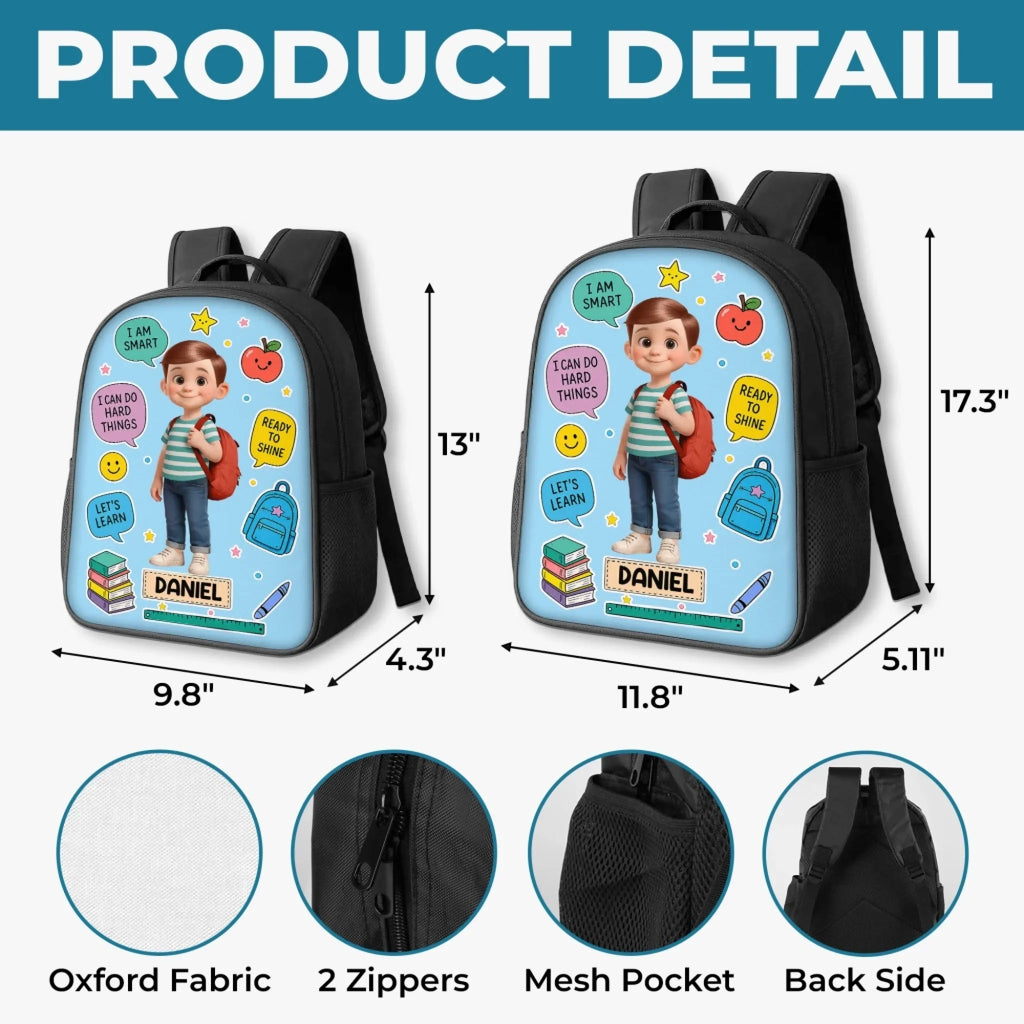 Custom Kids Front Printed Backpack - Personalized Back To School Gifts For Kids - I Am Capable Of Amazing Things