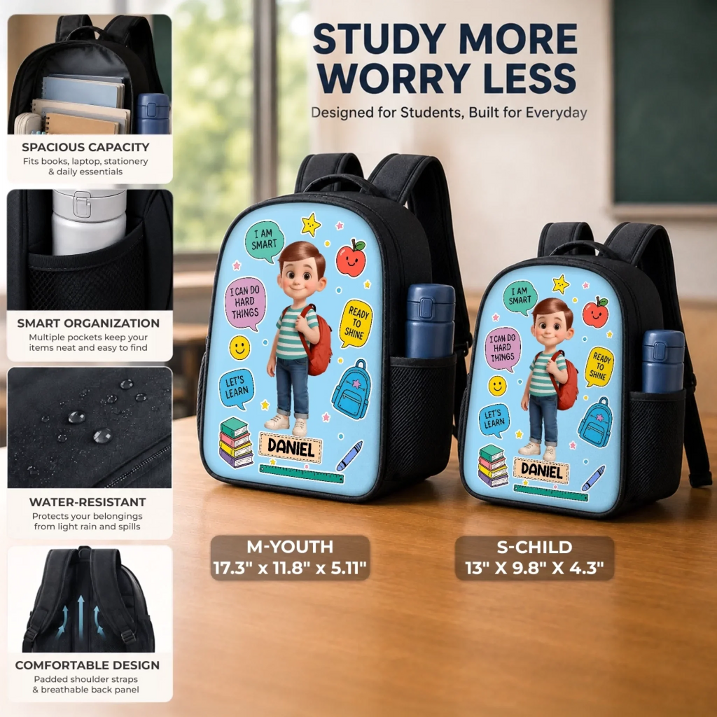 Custom Kids Front Printed Backpack - Personalized Back To School Gifts For Kids - I Am Capable Of Amazing Things