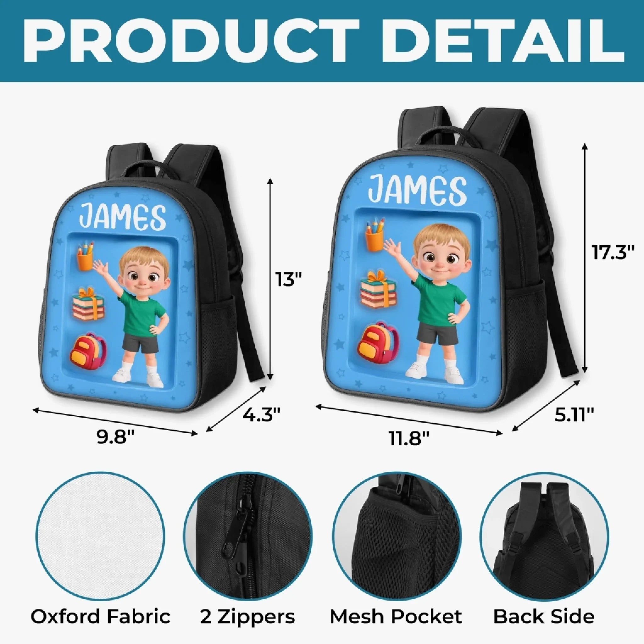 Custom Kids Front Printed Backpack - Personalized Back To School Gifts For Kids - The World Is Amazing