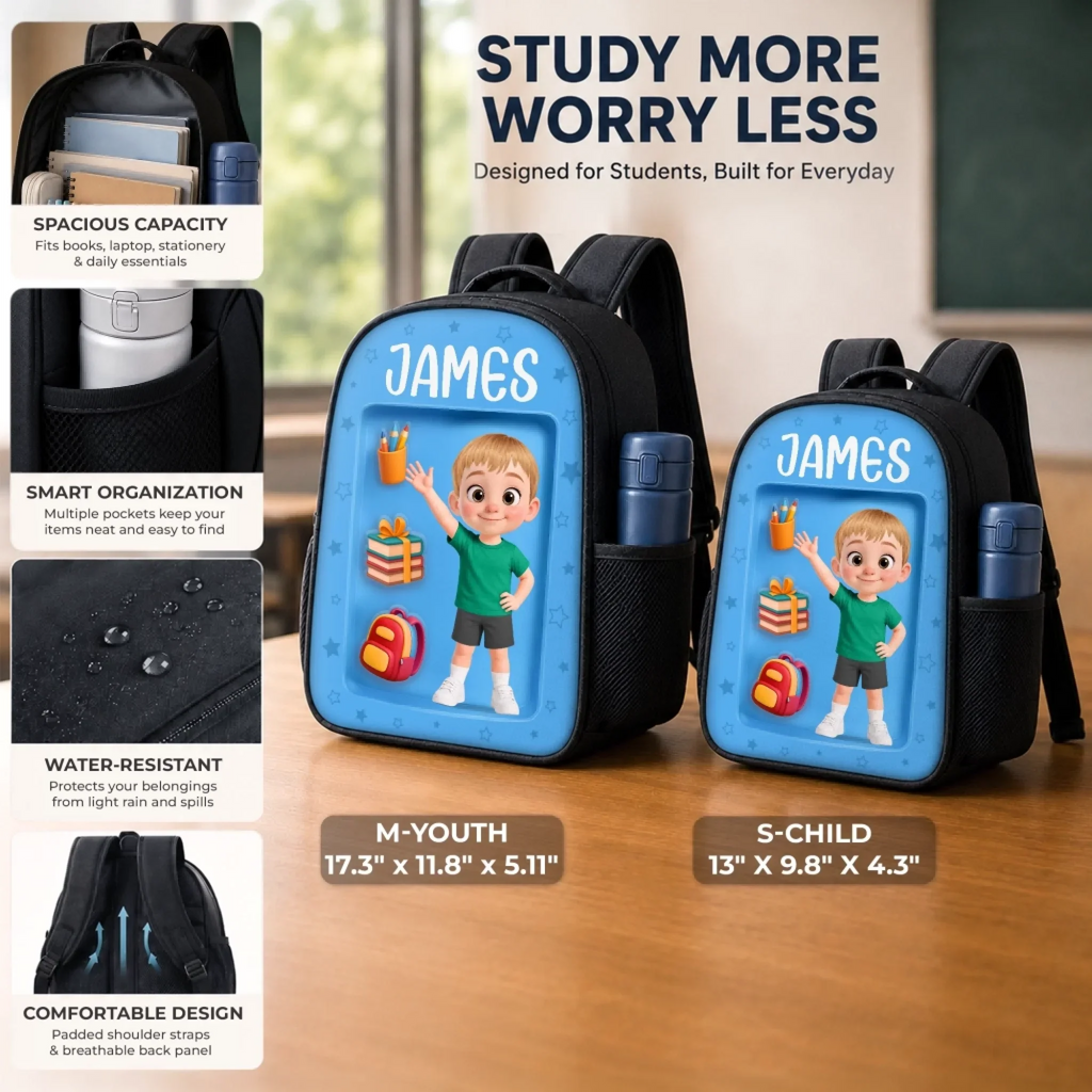 Custom Kids Front Printed Backpack - Personalized Back To School Gifts For Kids - The World Is Amazing