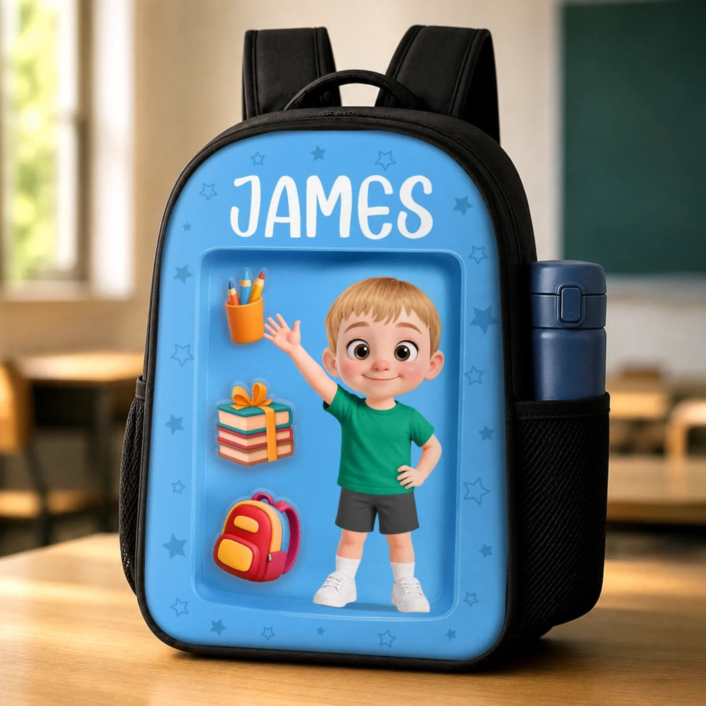 Custom Kids Front Printed Backpack - Personalized Back To School Gifts For Kids - The World Is Amazing