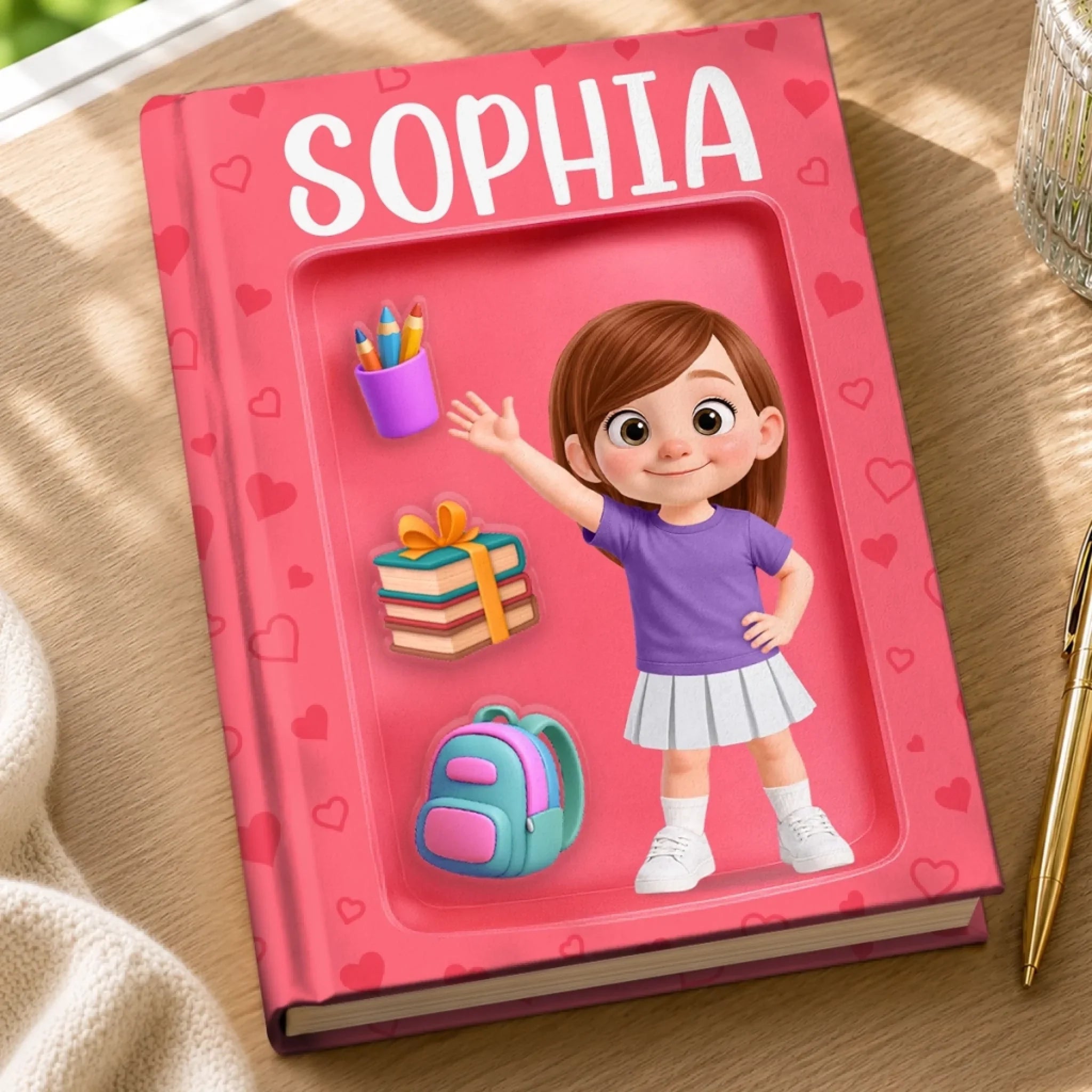 Custom Kids Hardcover Journal - Personalized Back To School Gifts For Kids - Play Hard Study Harder